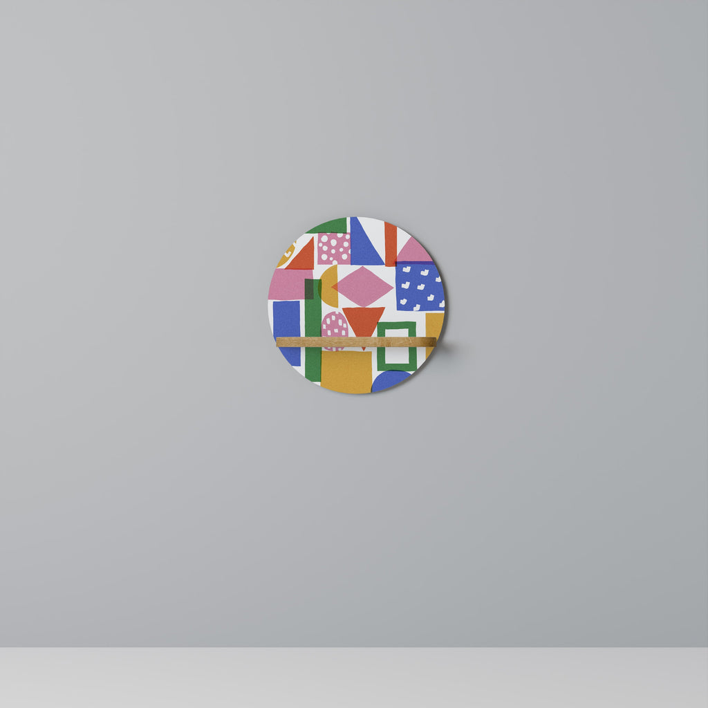 Étagère d'art ronde GEOMETRIC GLIMMER effet chêne