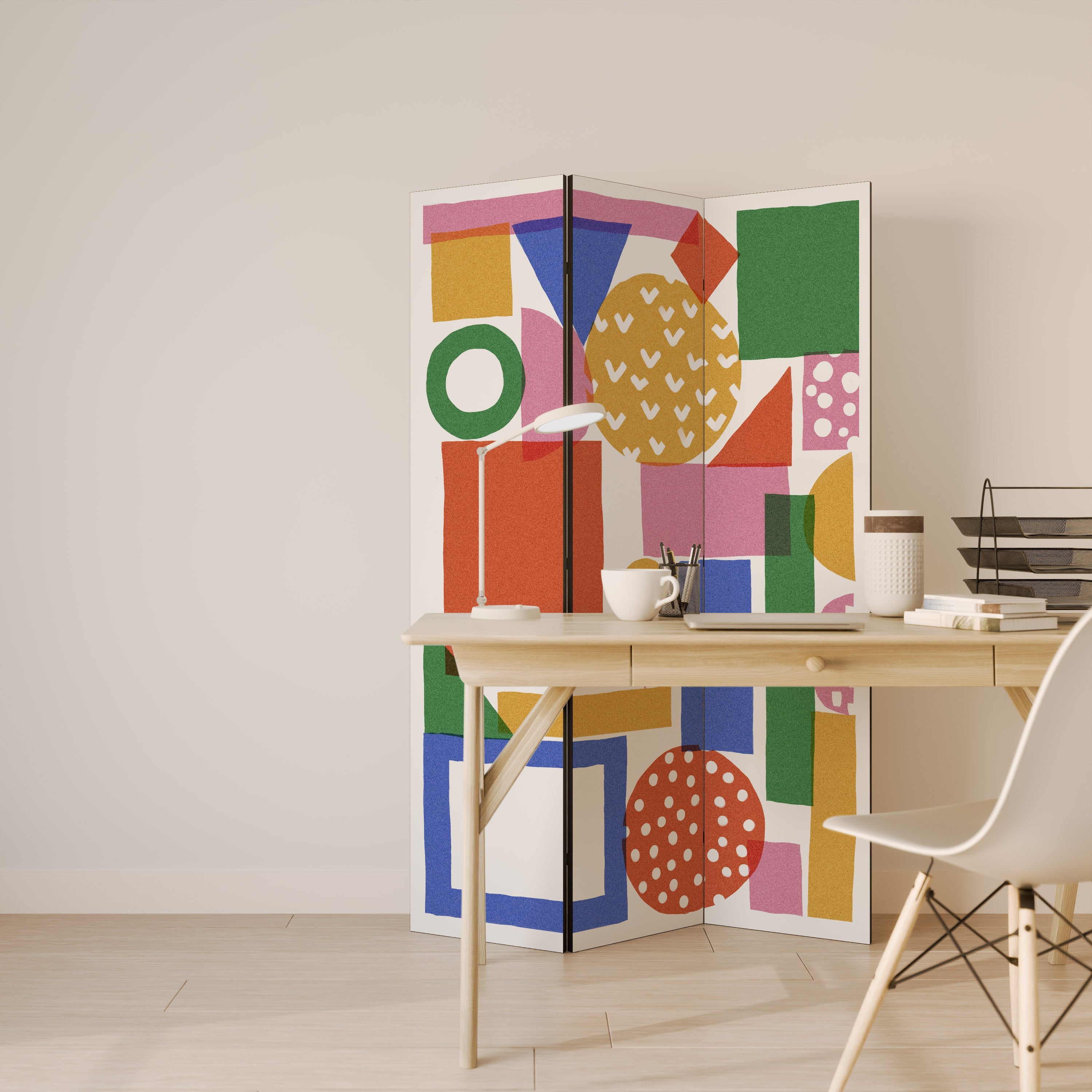 GEOMETRIC GLIMMER Decorative 3-Panel Room Divider