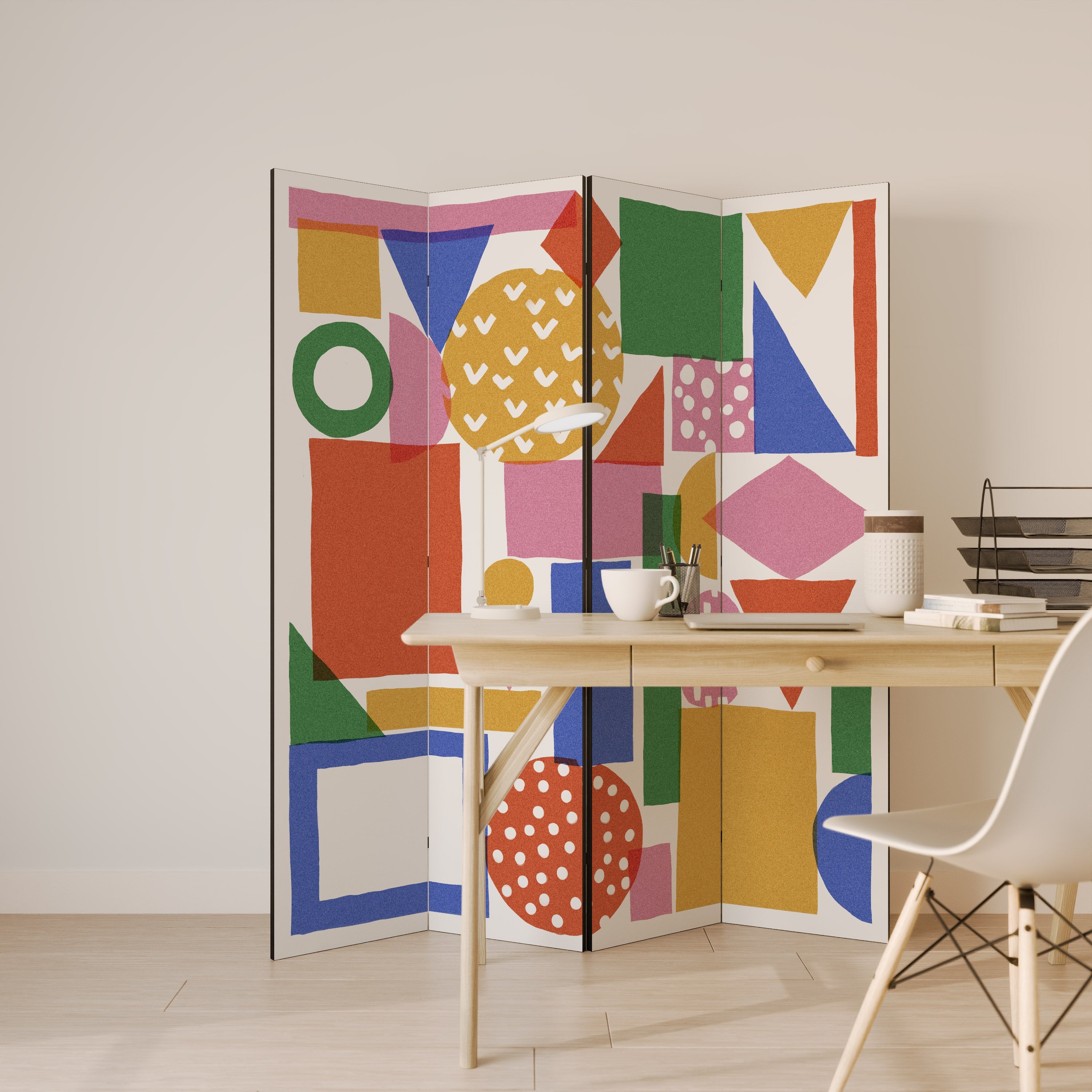 GEOMETRIC GLIMMER Decorative 4-Panel Room Divider