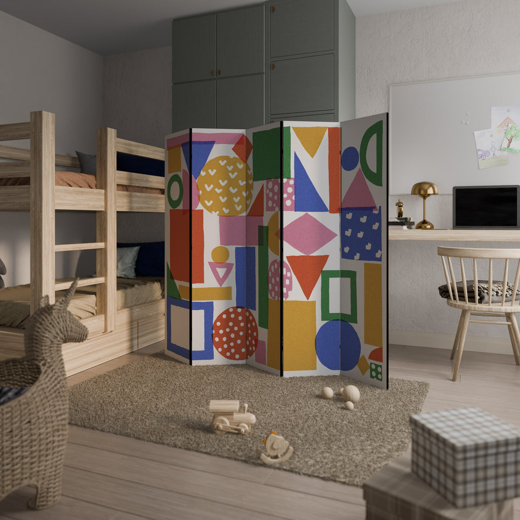 GEOMETRIC GLIMMER Decorative 5-Panel Room Divider