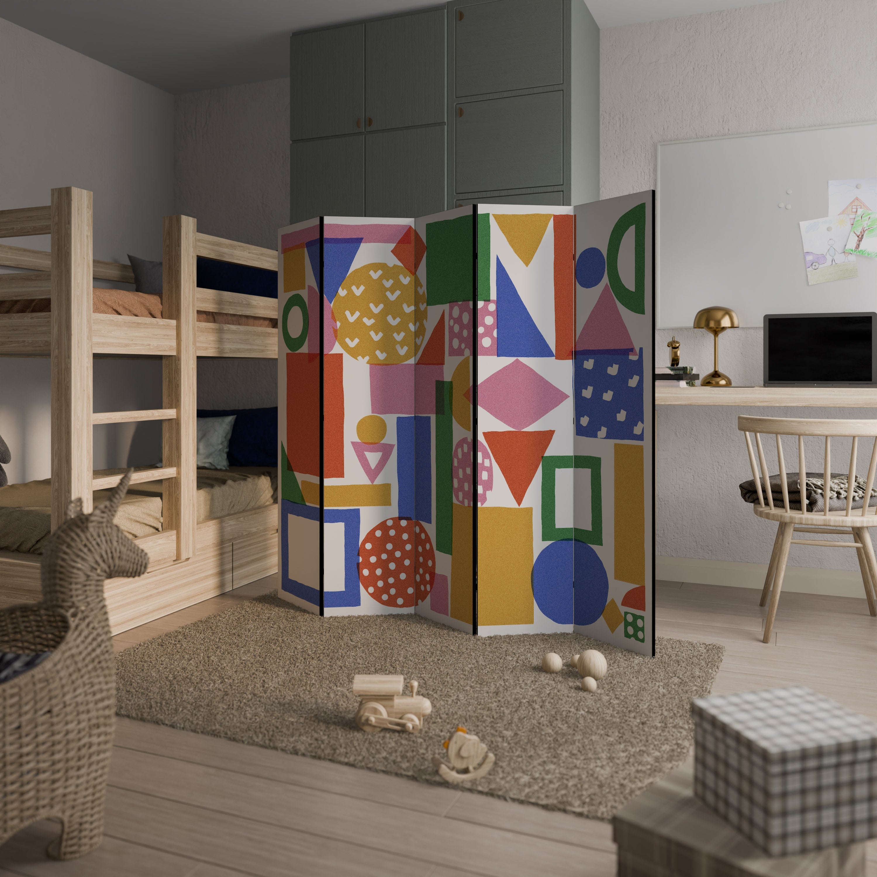 GEOMETRIC GLIMMER Decorative 5-Panel Room Divider