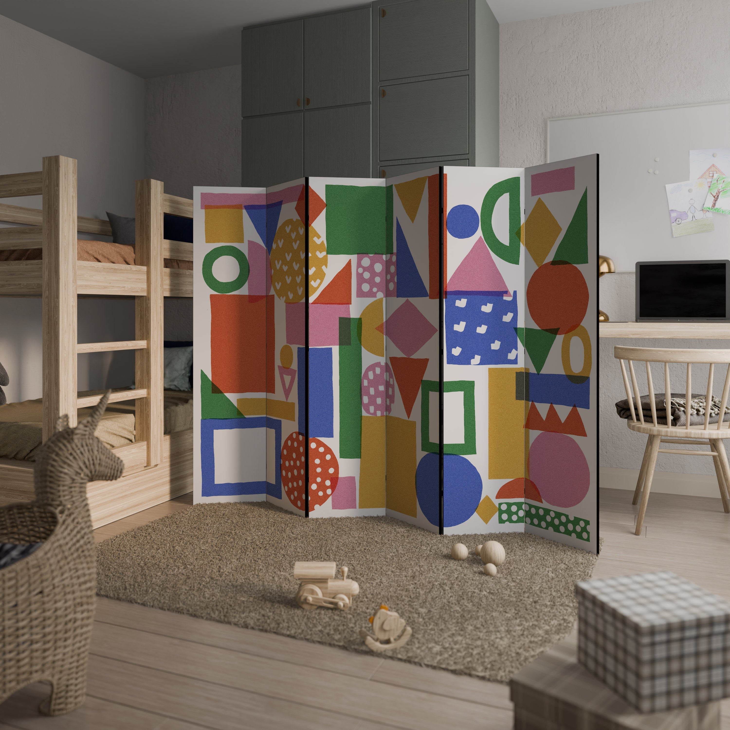 GEOMETRIC GLIMMER Decorative 6-Panel Room Divider