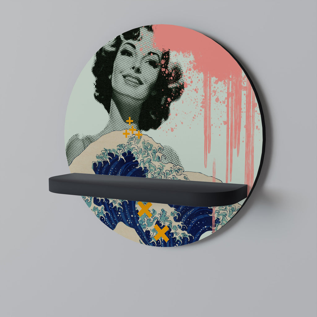 Étagère d'art ronde KANAGAWA BEAUTY en finition noire