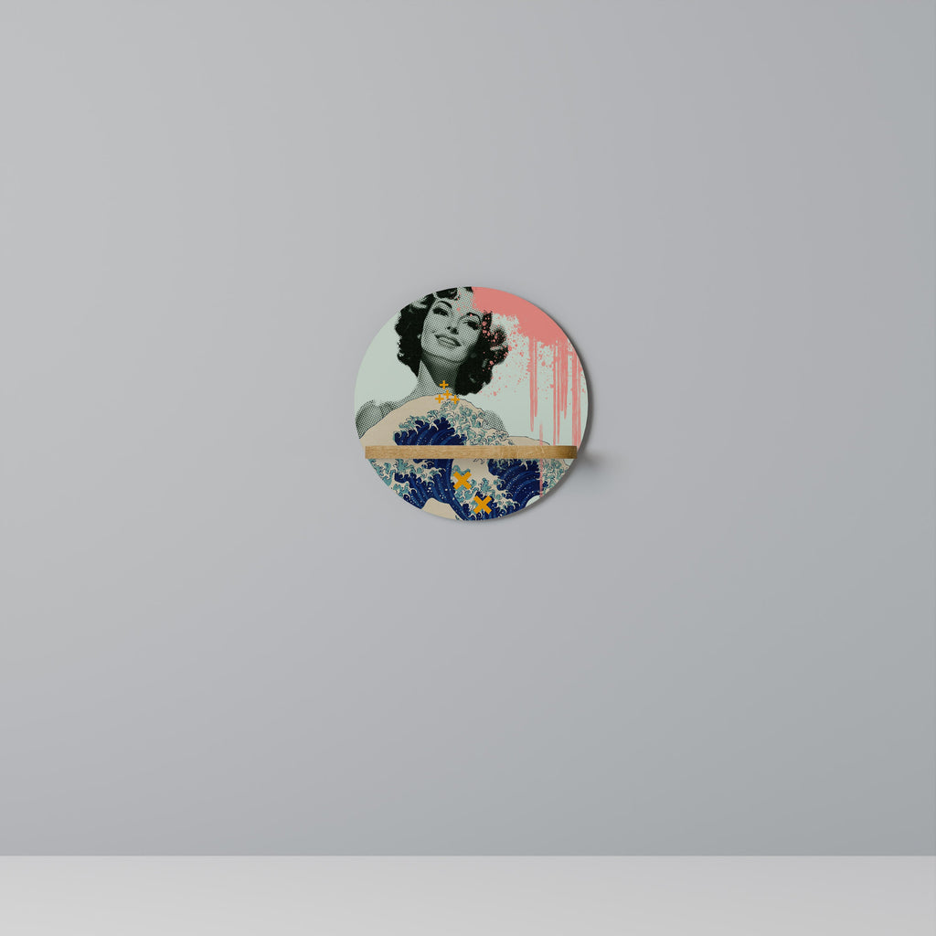 Étagère d'art ronde KANAGAWA BEAUTY effet chêne