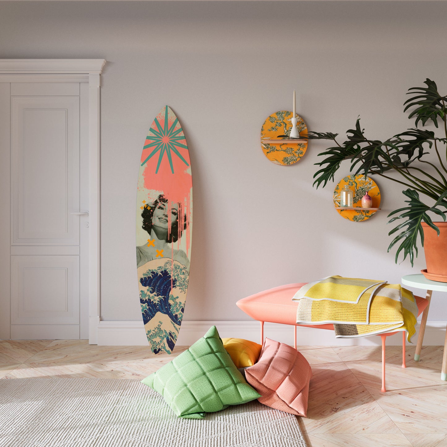 KANAGAWA BEAUTY Surfboard Decorative Panel