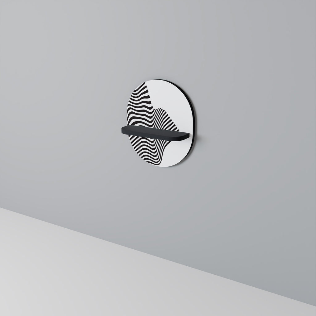 ILLUSIONARY FLOW Oval Art Shelf In Black Finish