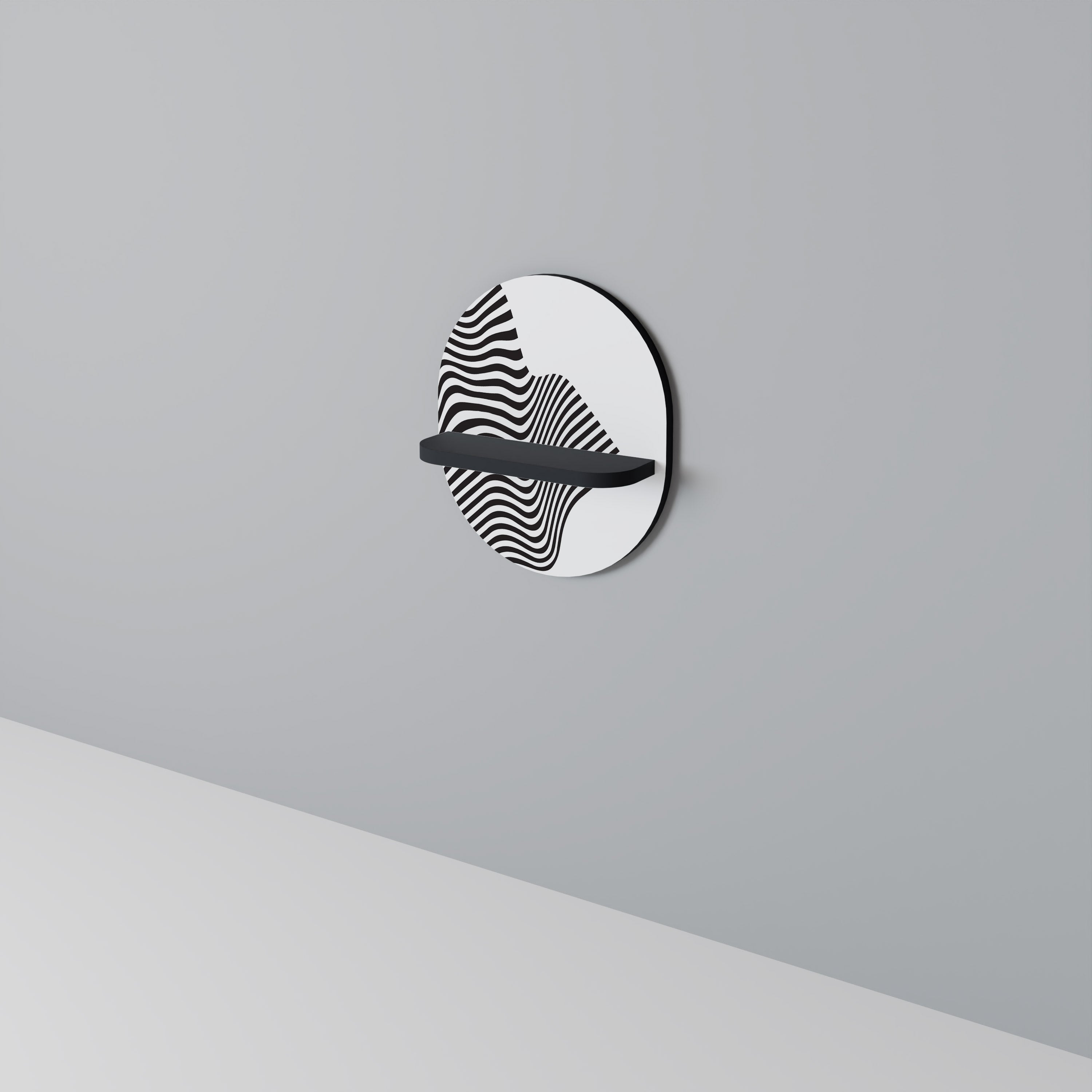 ILLUSIONARY FLOW Oval Art Shelf In Black Finish