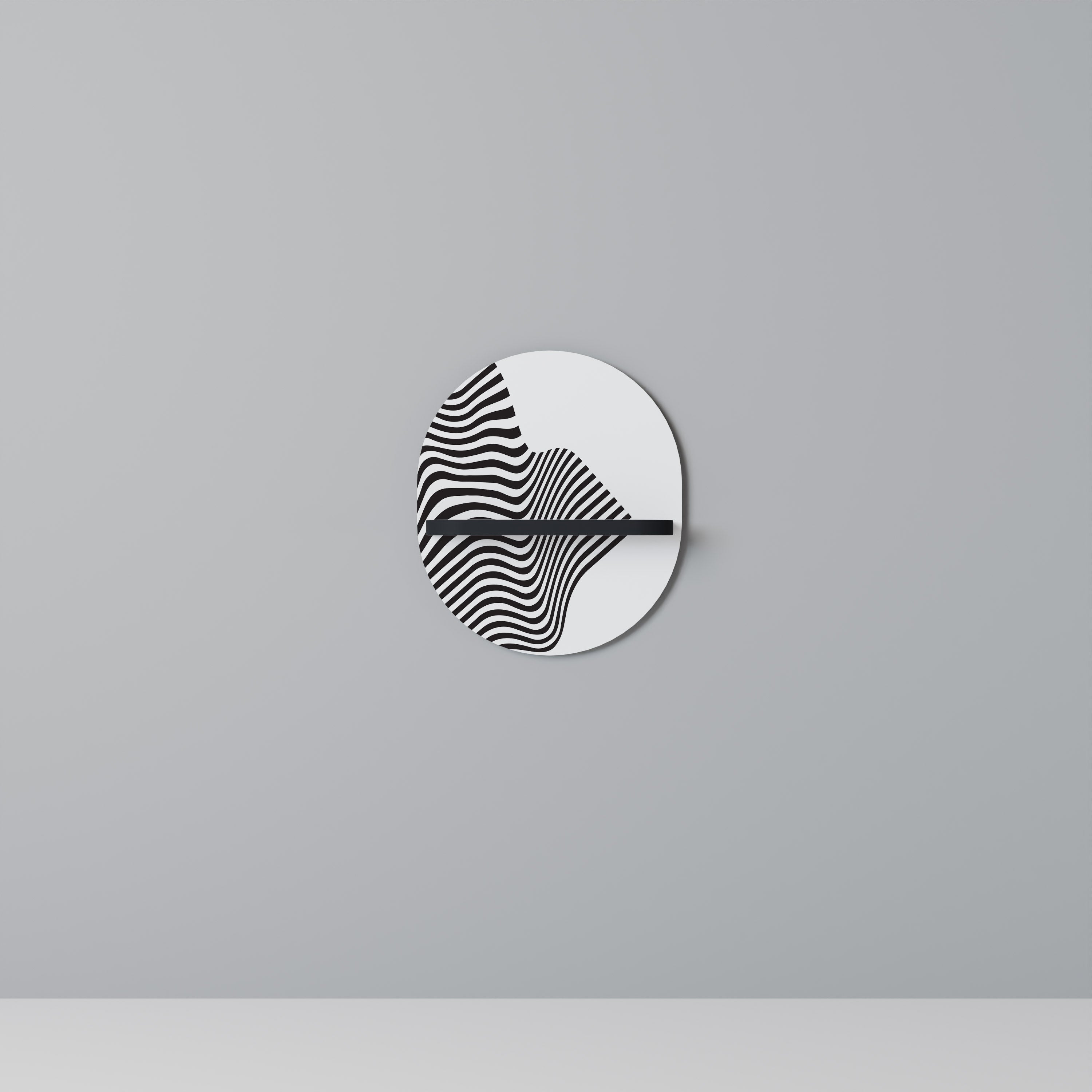 ILLUSIONARY FLOW Oval Art Shelf In Black Finish