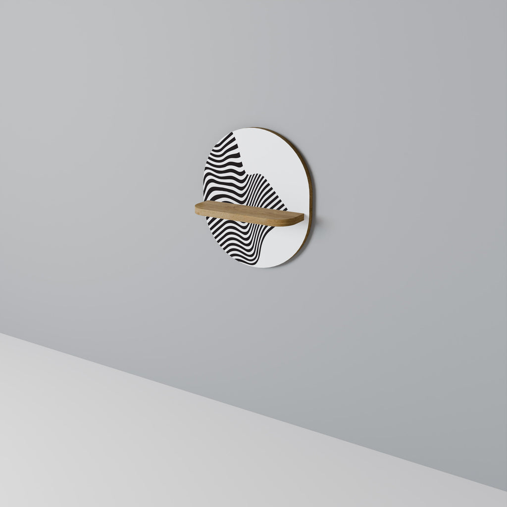 ILLUSIONARY FLOW Oval Art Shelf In Oak Effect