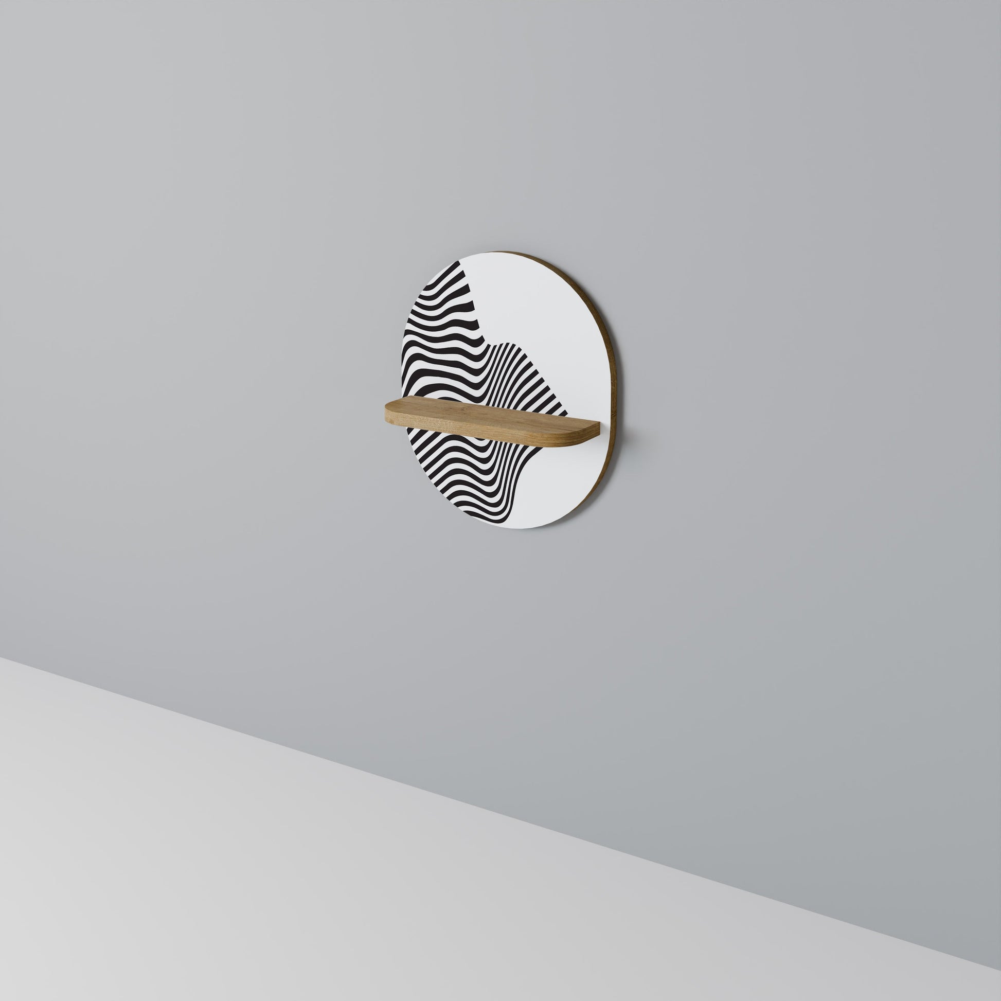 ILLUSIONARY FLOW Oval Art Shelf In Oak Effect