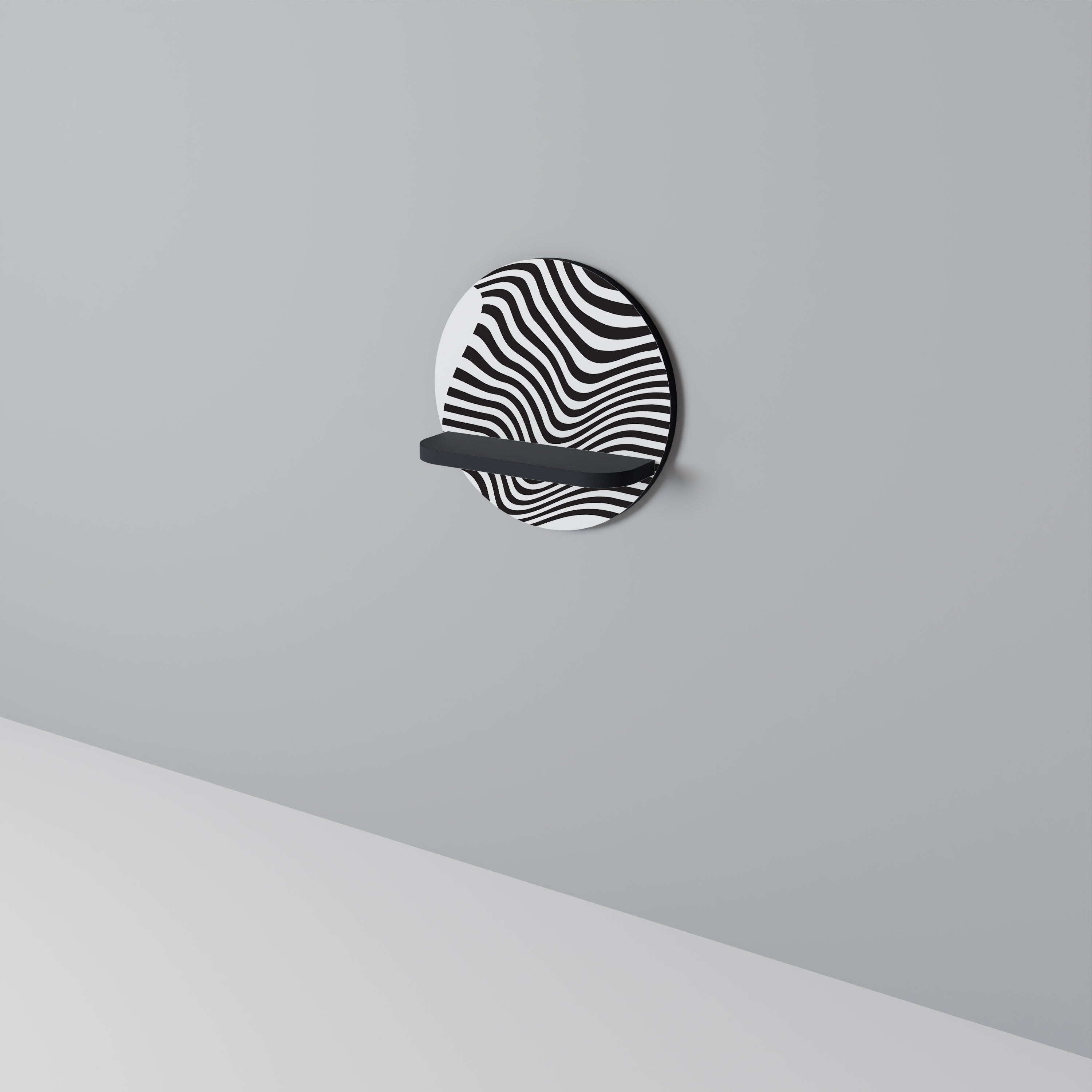 Étagère d'art ronde ILLUSIONARY FLOW en finition noire