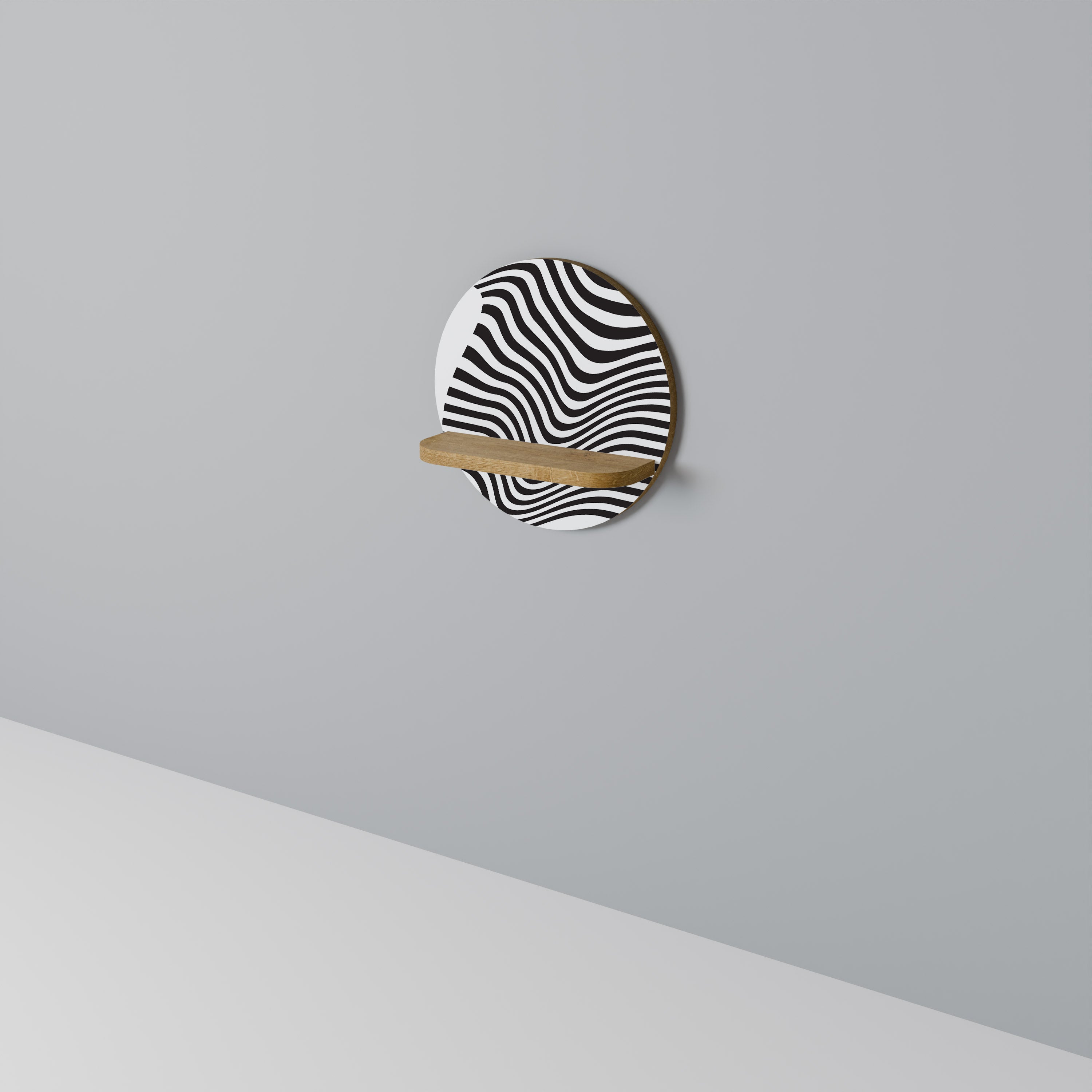 Étagère d'art ronde ILLUSIONARY FLOW effet chêne