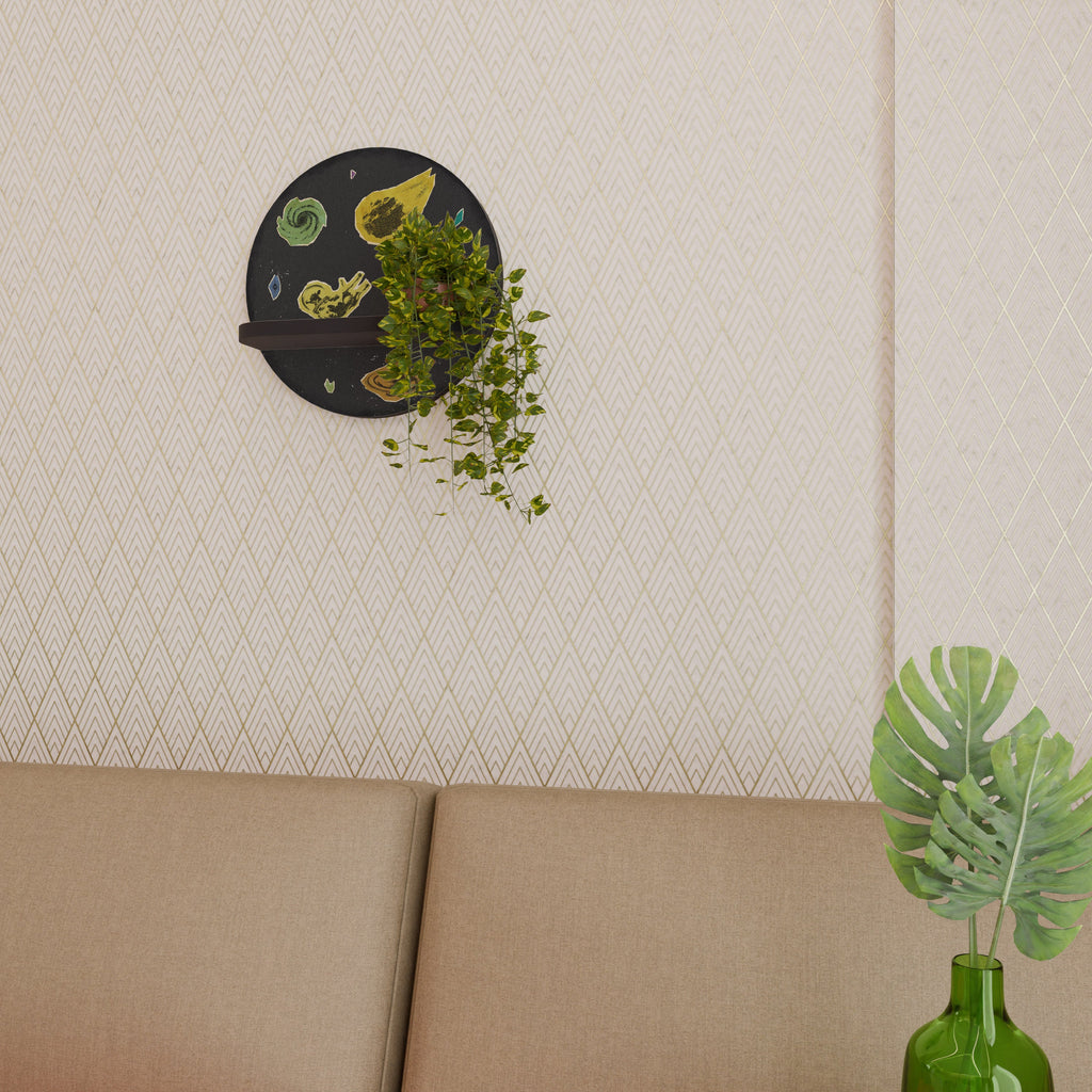 Étagère d'art ronde GALAXY MORSEL en finition noire