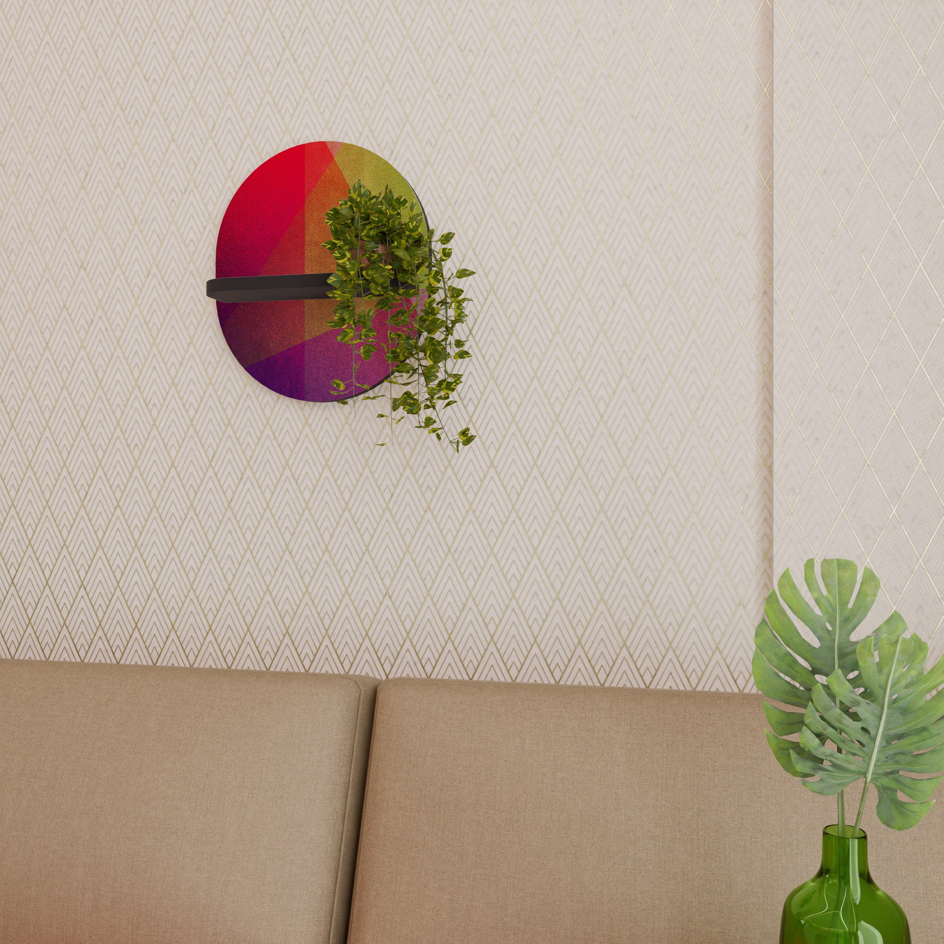 Étagère d'art ovale VIVID GEOMETRY en finition noire