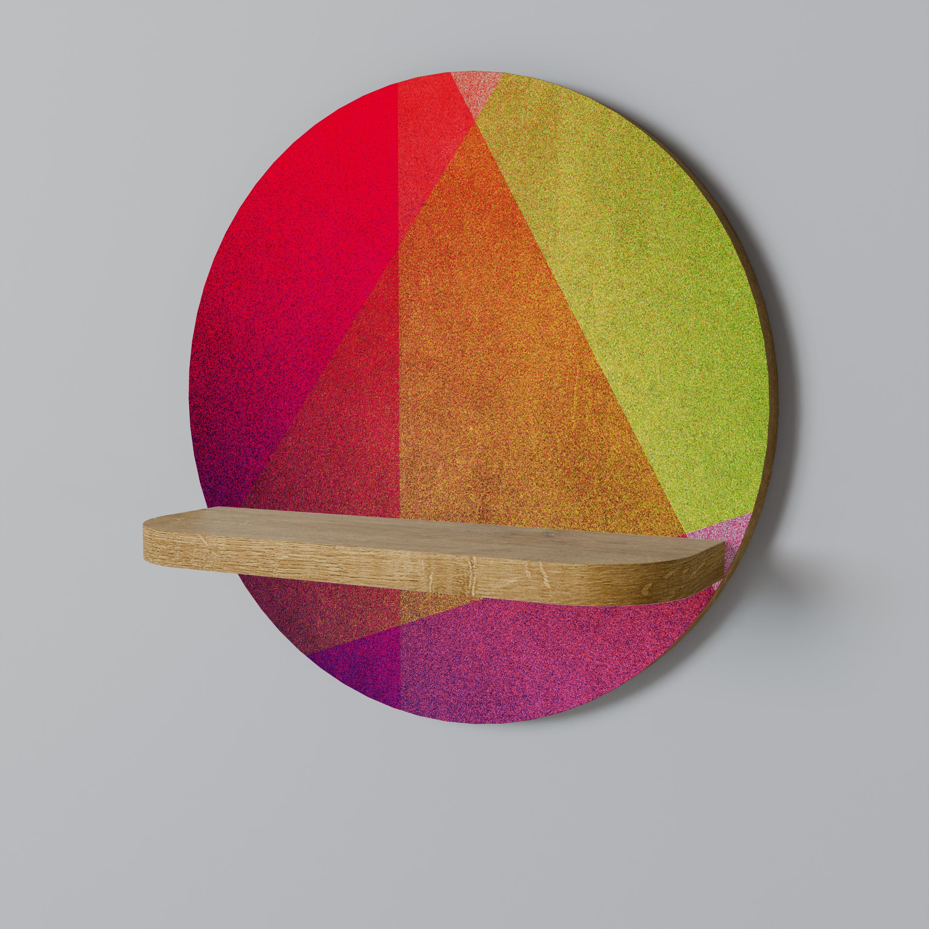 Étagère d'art ronde VIVID GEOMETRY effet chêne