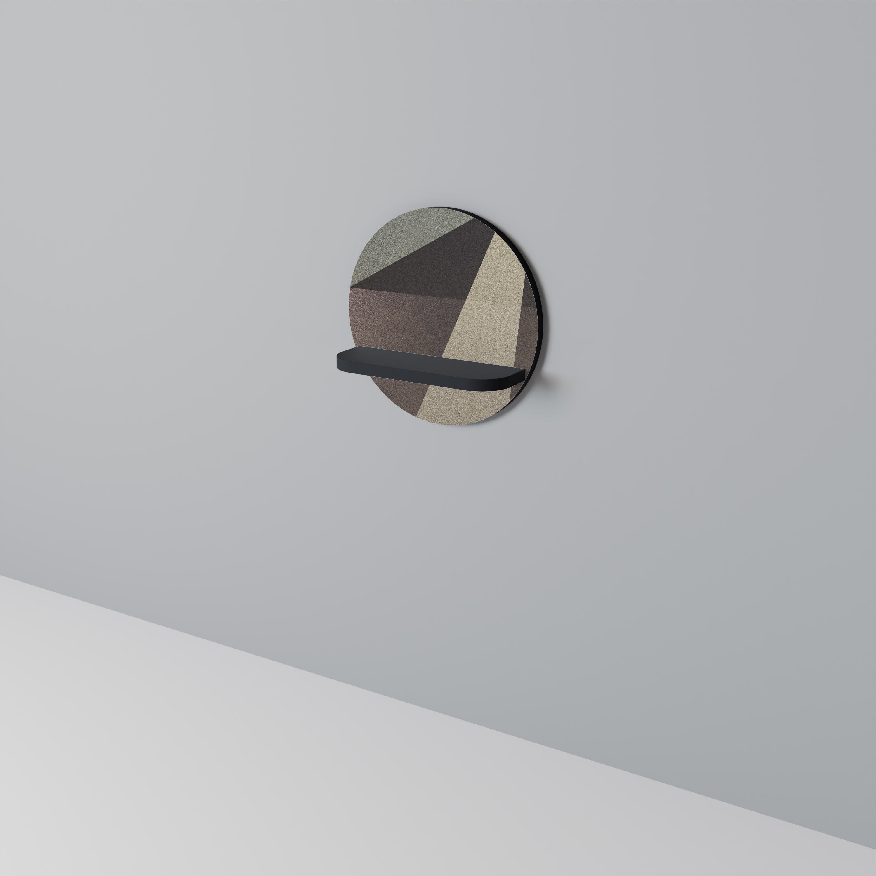 Étagère d'art ronde BEIGE GEOMETRY en finition noire