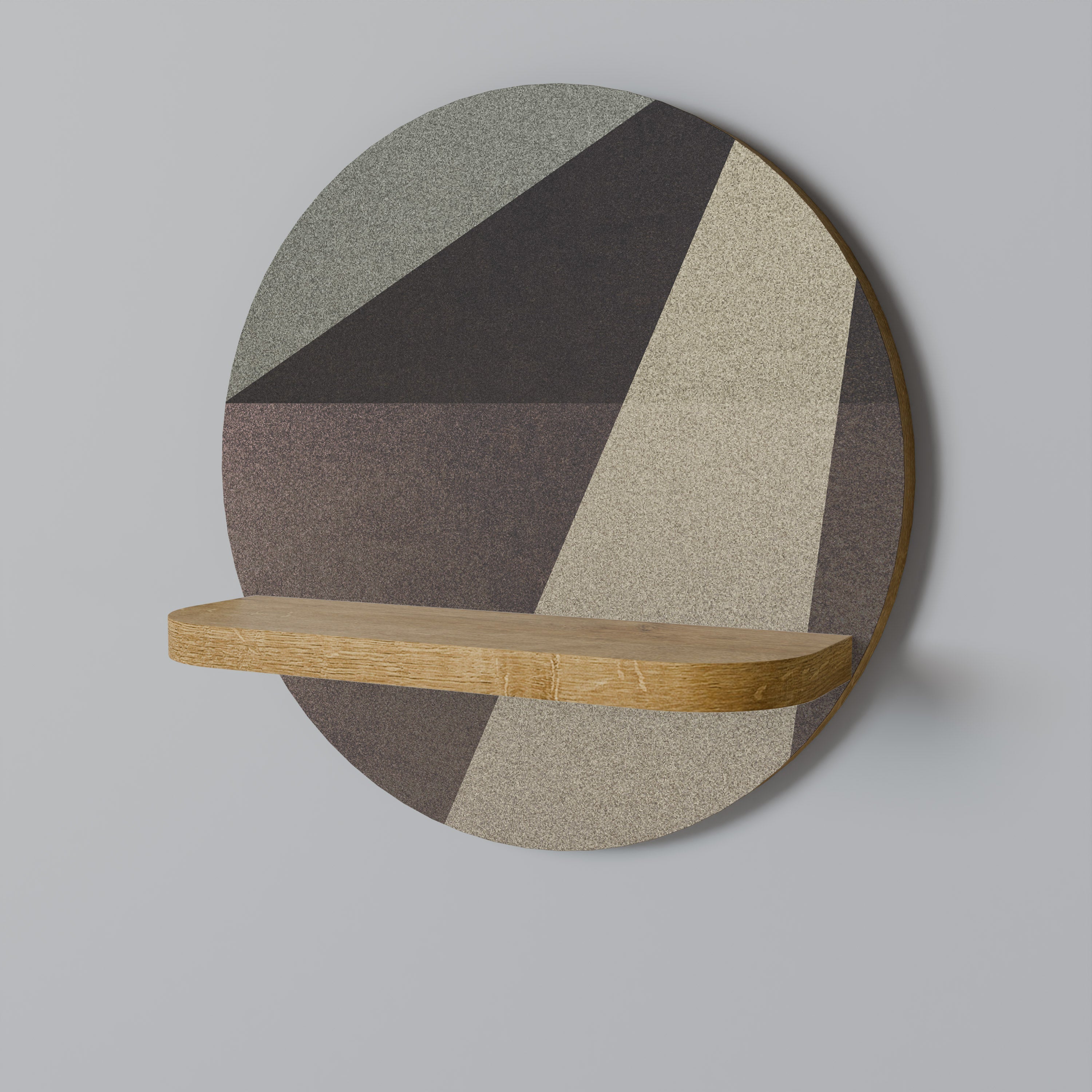 Étagère d'art ronde effet chêne BEIGE GEOMETRY