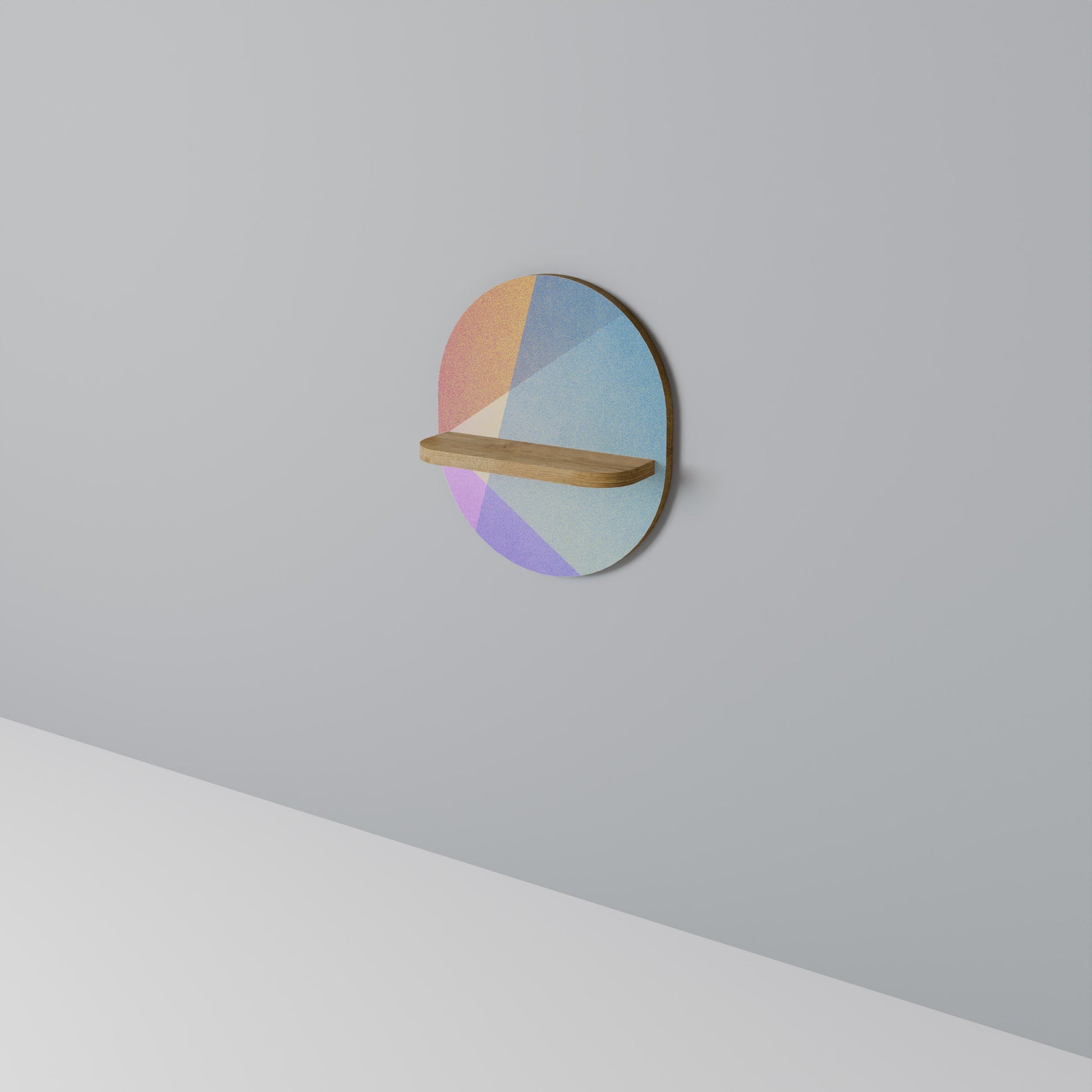 Étagère d'art ovale BRIGHT GEOMETRY effet chêne