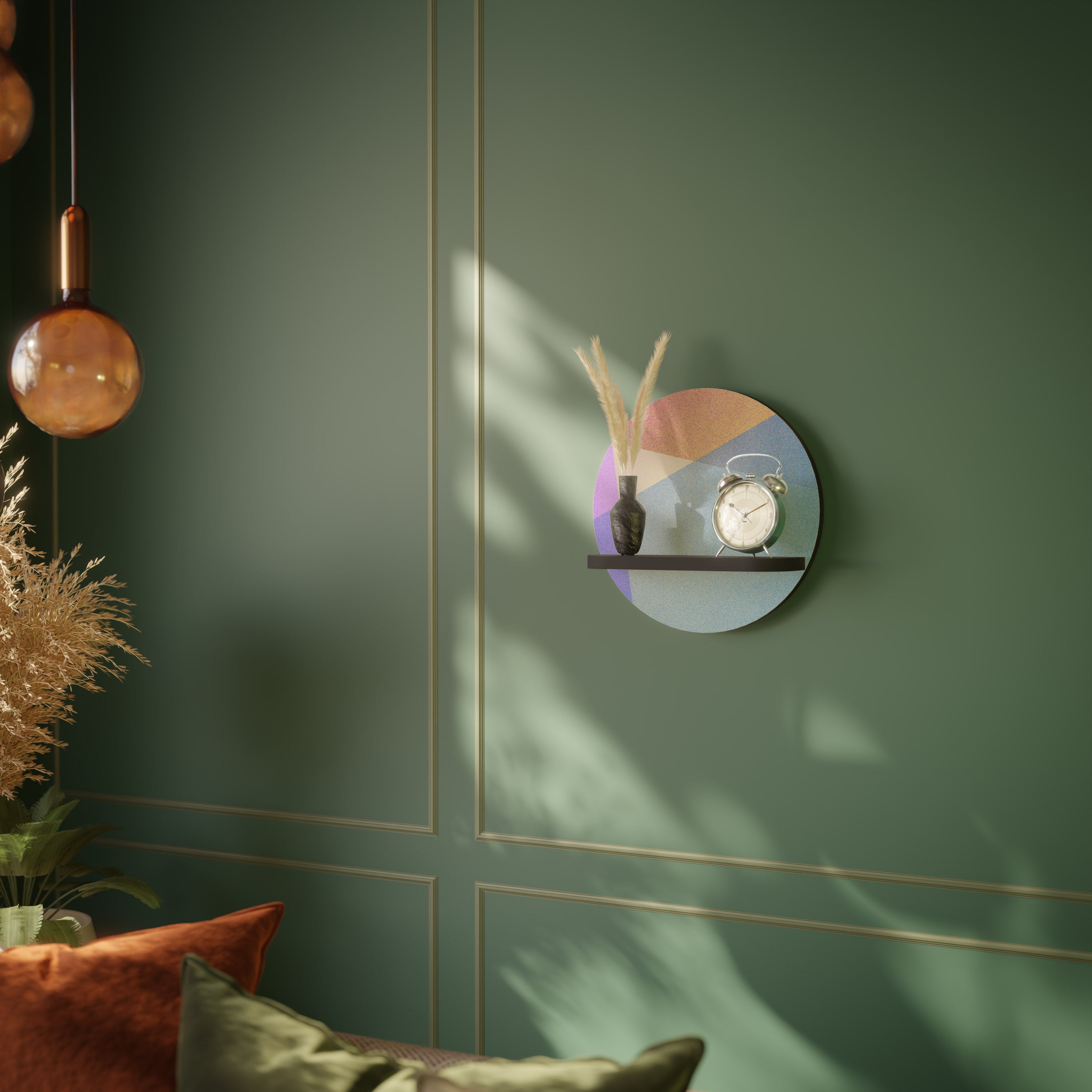 Étagère d'art ronde BRIGHT GEOMETRY en finition noire