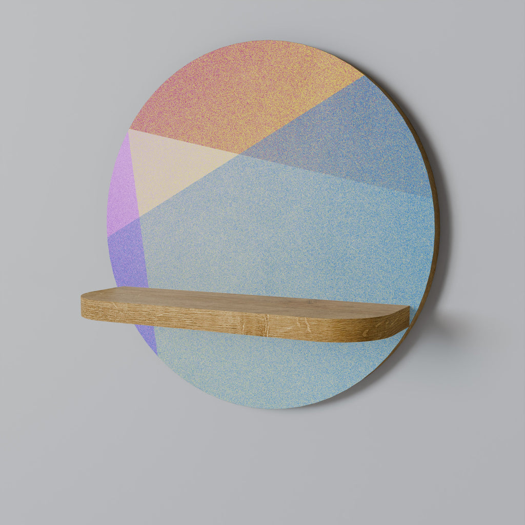 Étagère d'art ronde BRIGHT GEOMETRY effet chêne