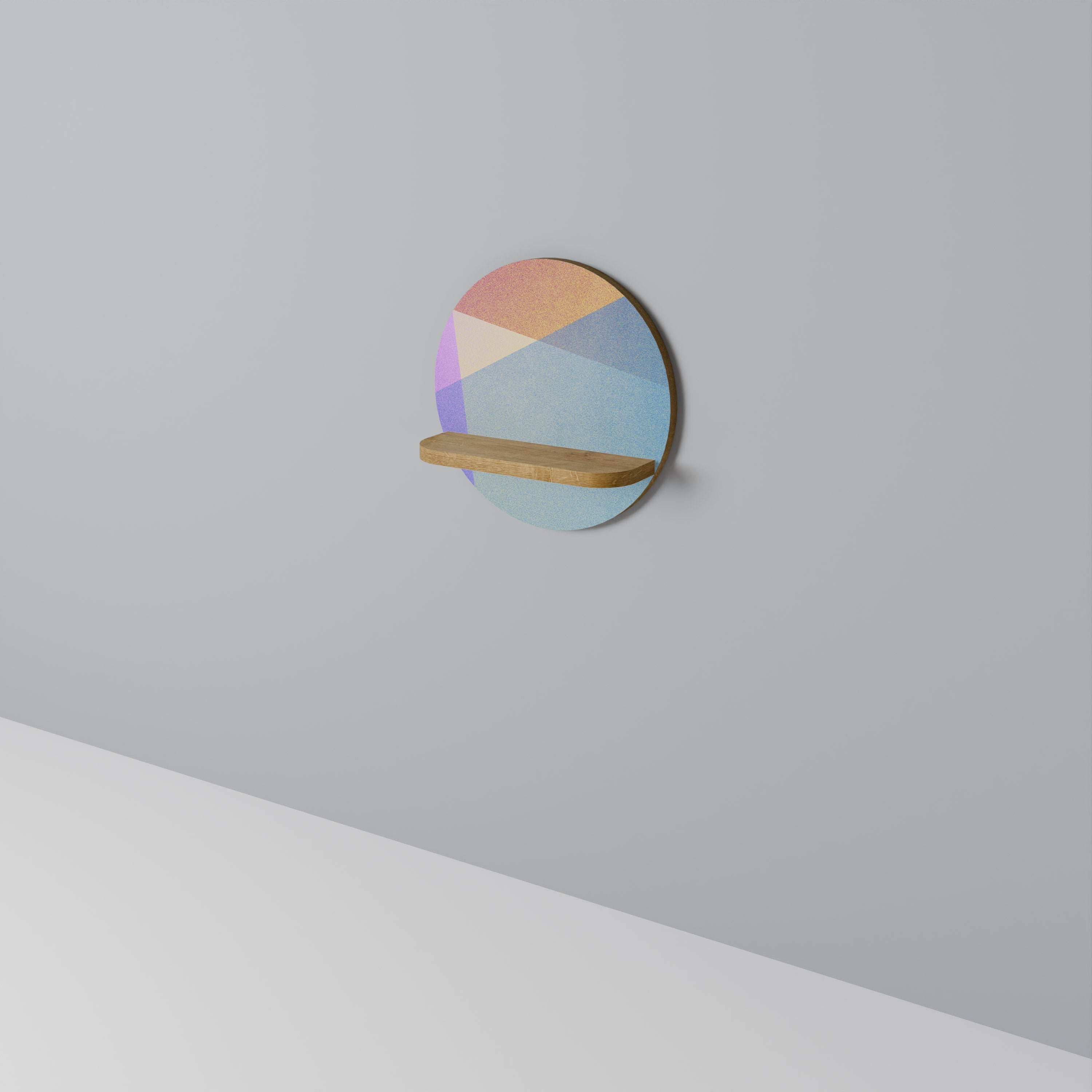 Étagère d'art ronde BRIGHT GEOMETRY effet chêne