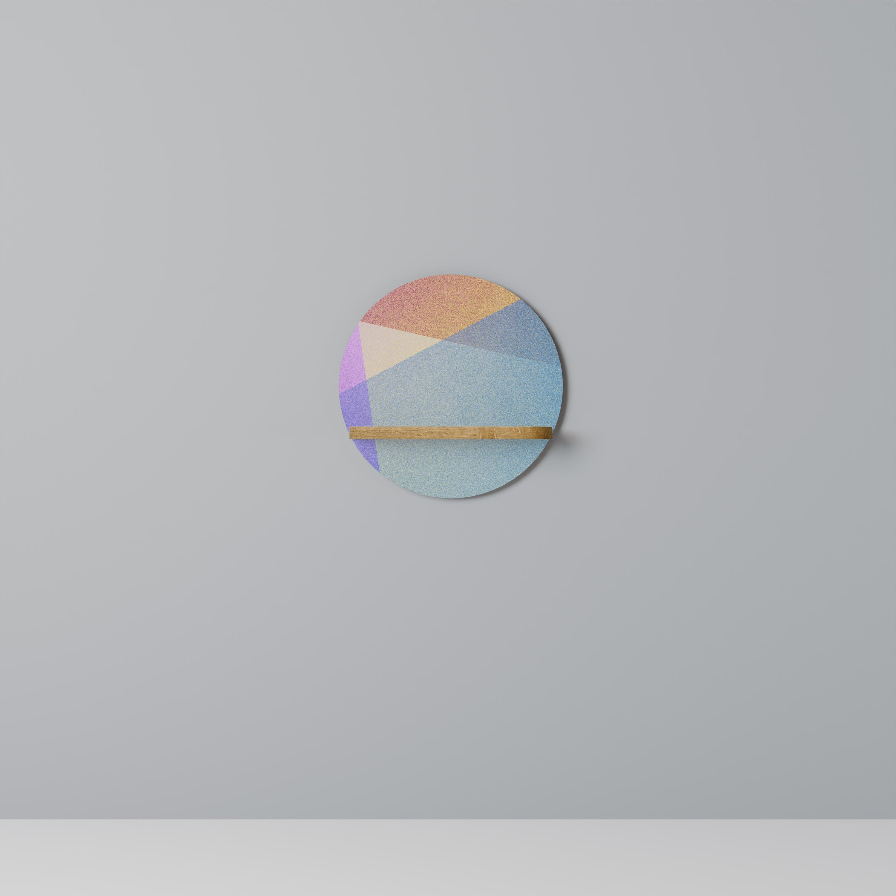 Étagère d'art ronde BRIGHT GEOMETRY effet chêne