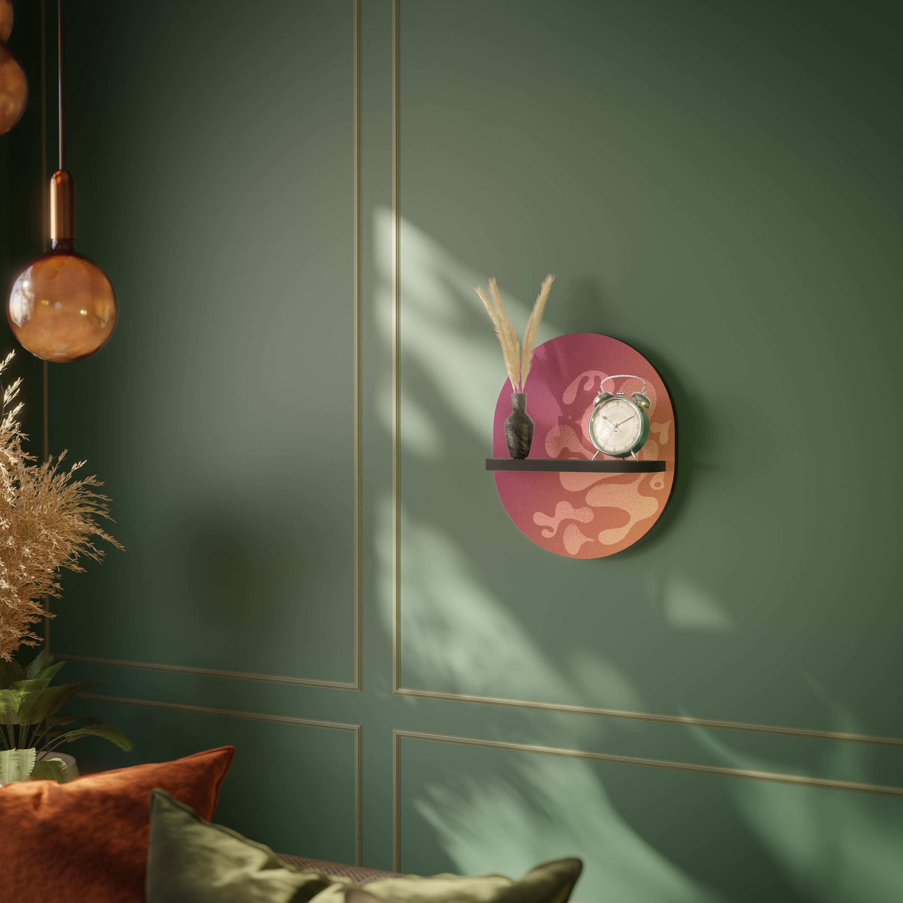 Étagère ovale IRREGULAR PINK en finition noire