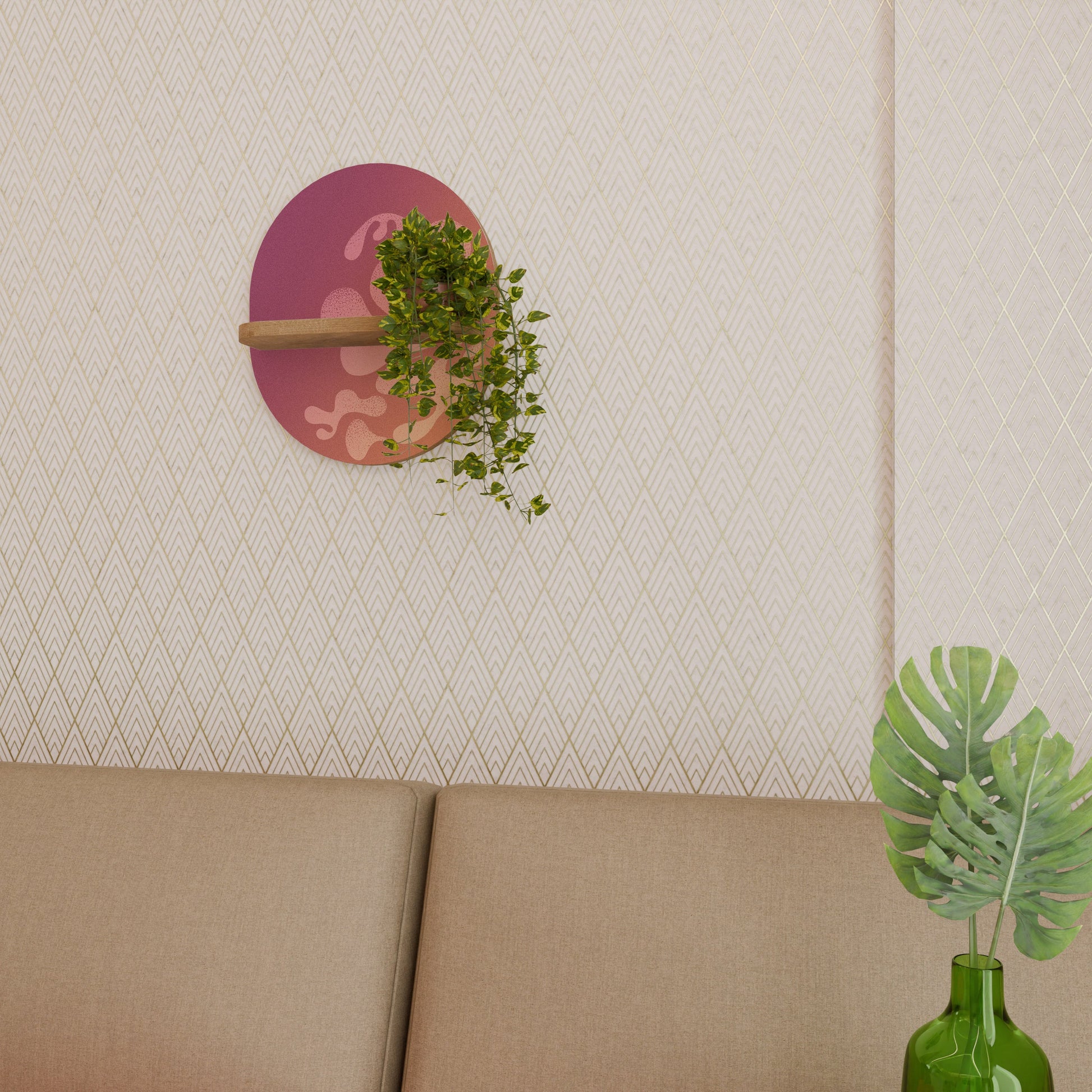 Étagère ovale effet chêne IRREGULAR PINK