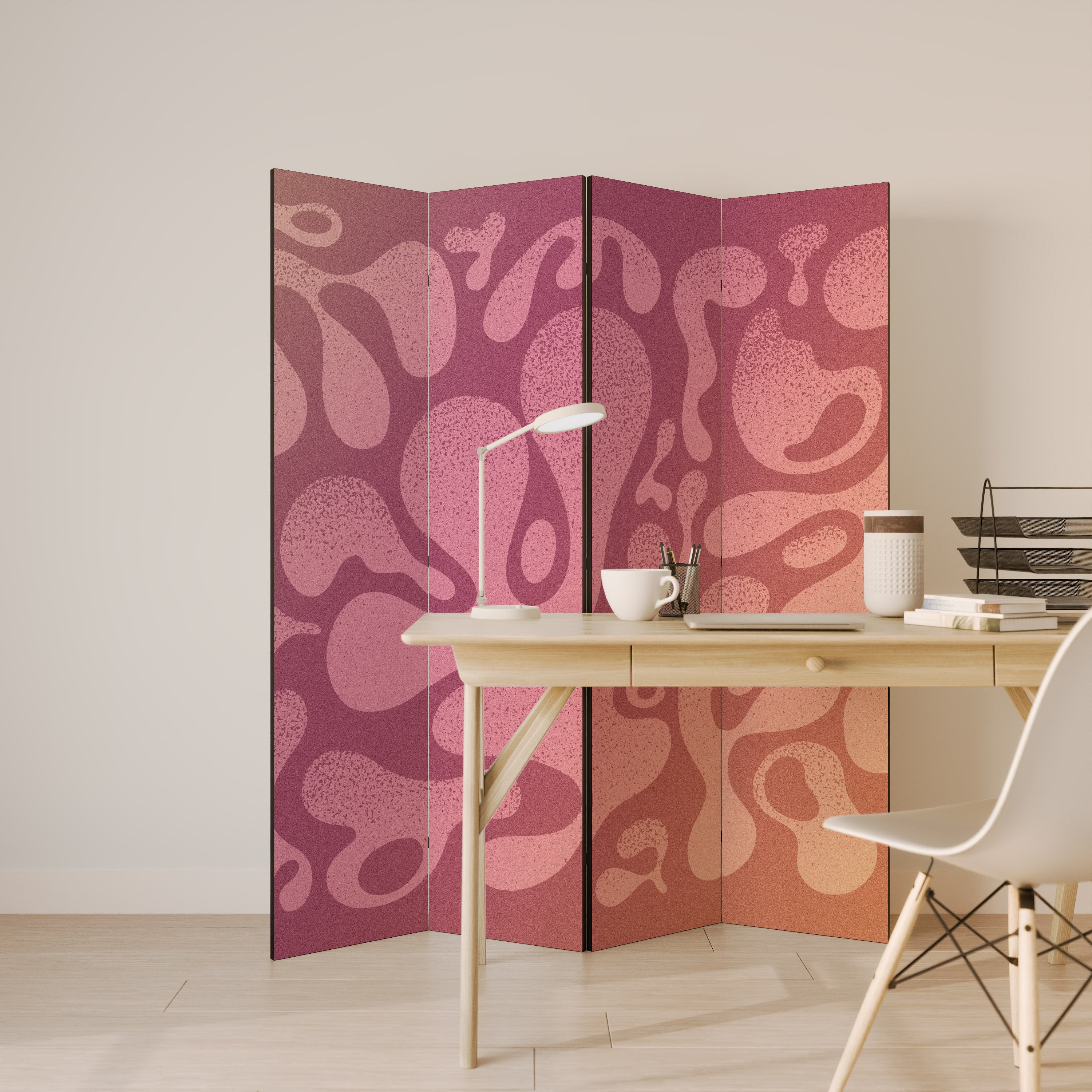 IRREGULAR PINK Decorative 4-Panel Room Divider
