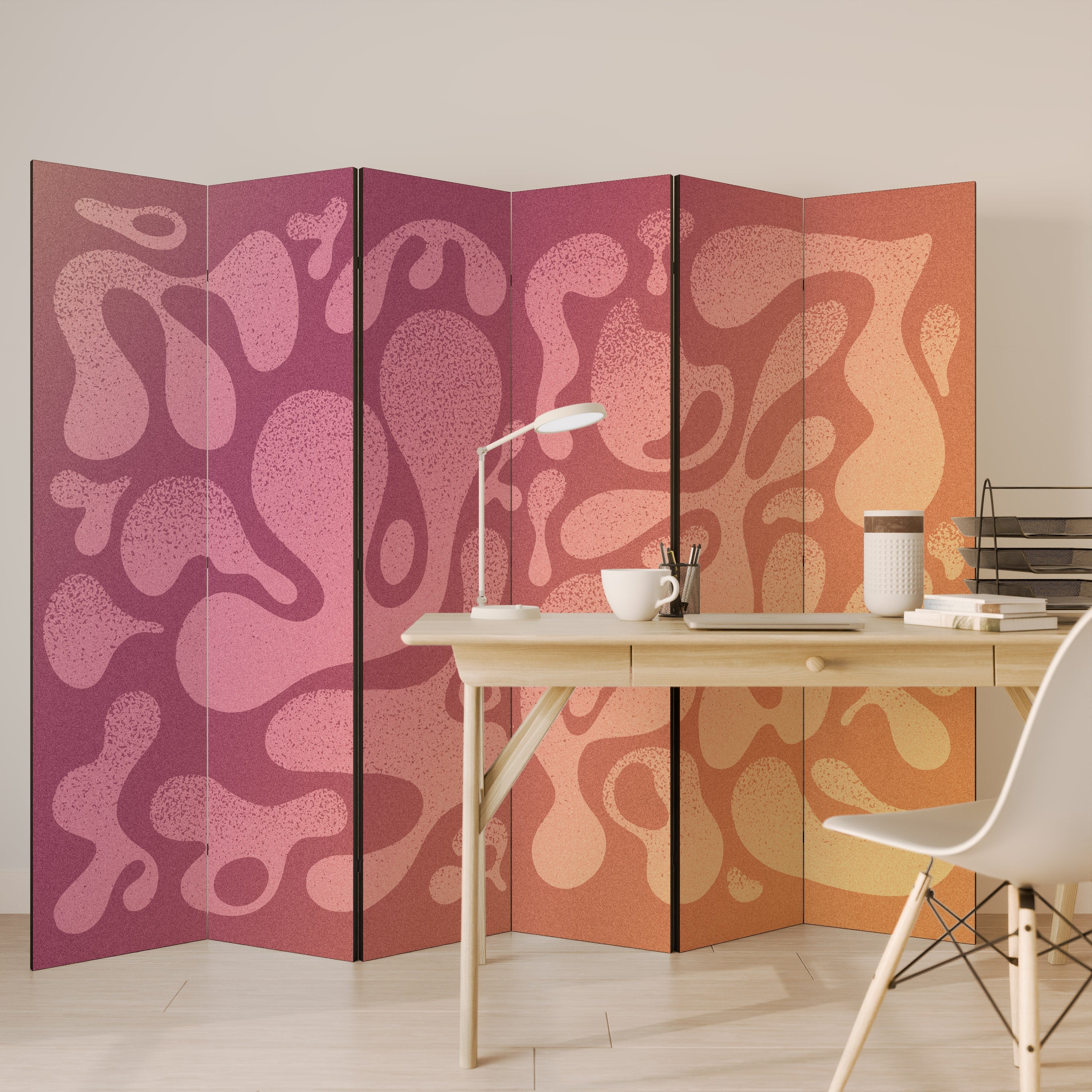 IRREGULAR PINK Decorative 6-Panel Room Divider