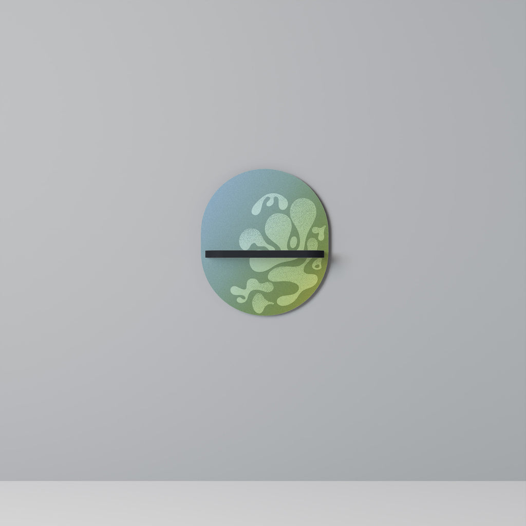 IRREGULAR BLUE Oval Art Shelf In Black Finish