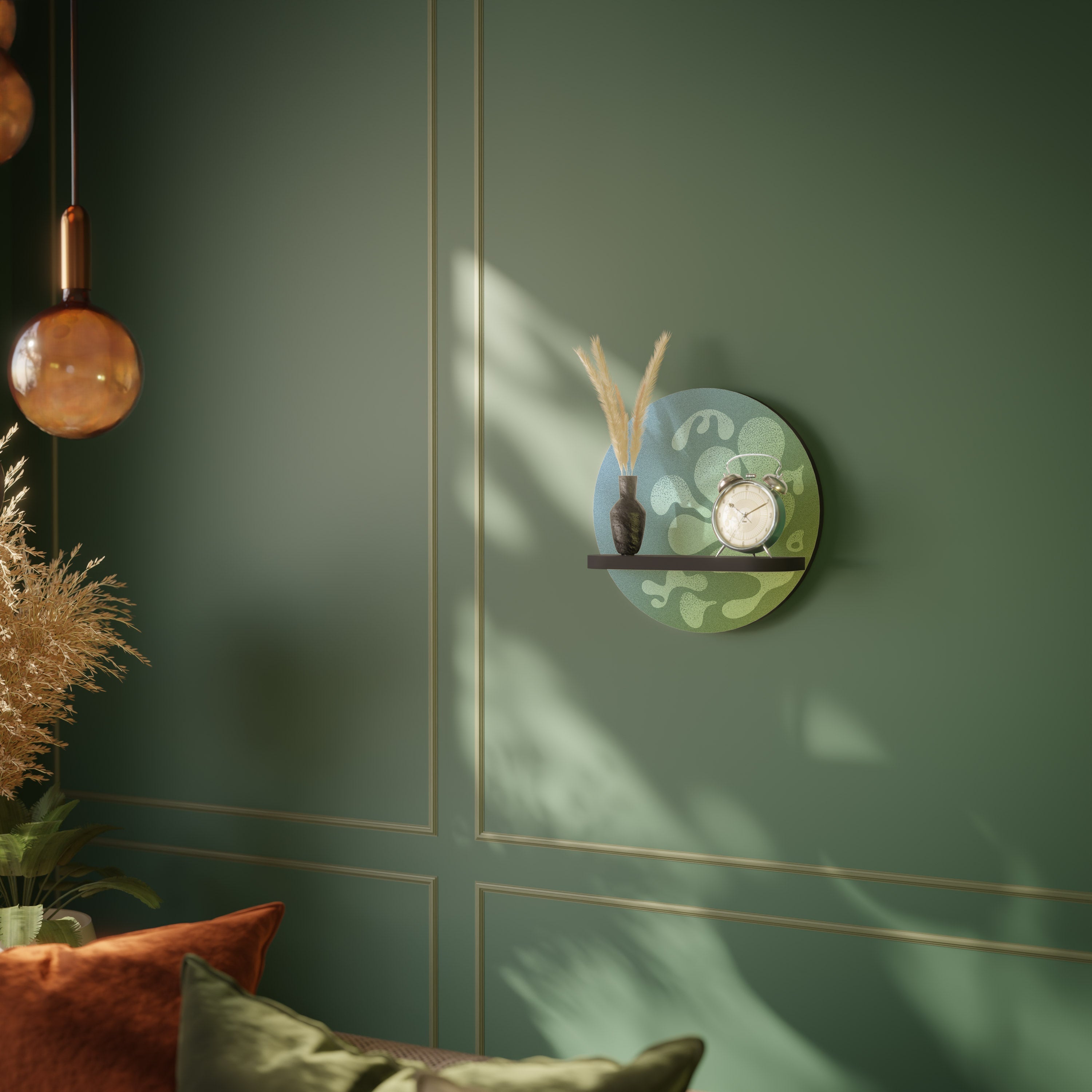 Étagère ronde IRREGULAR BLUE en finition noire