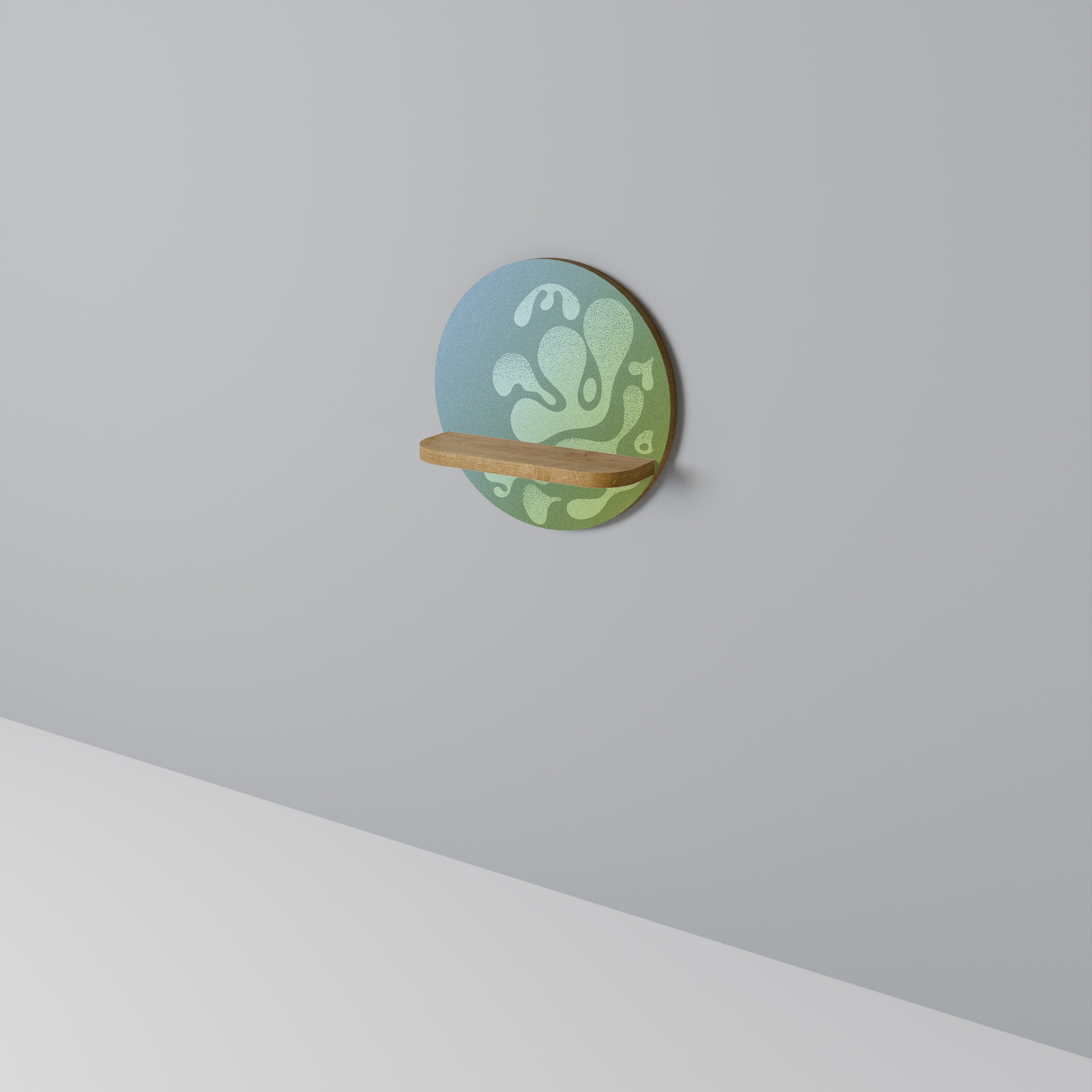 Étagère ronde IRREGULAR BLUE effet chêne