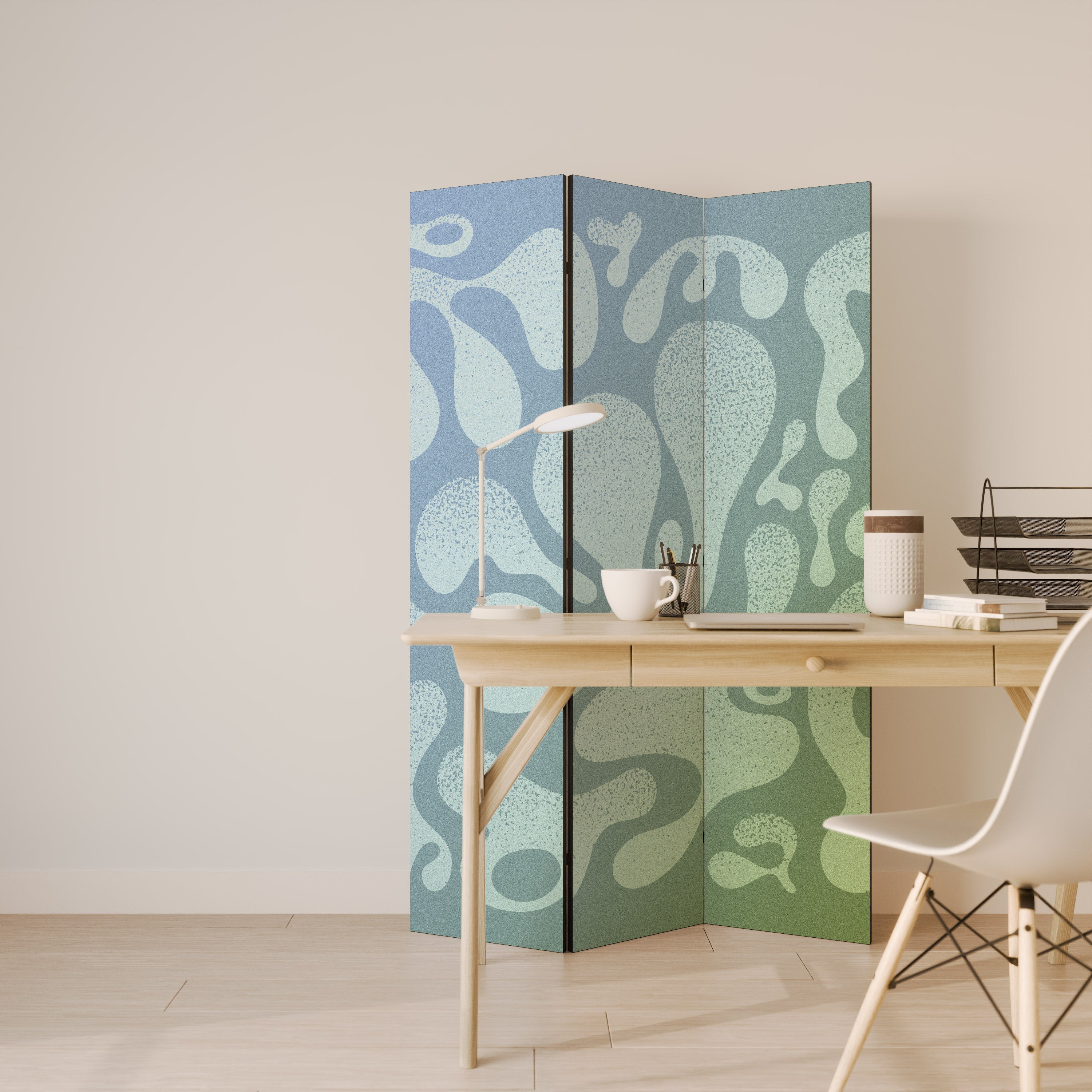 IRREGULAR BLUE Decorative 3-Panel Room Divider