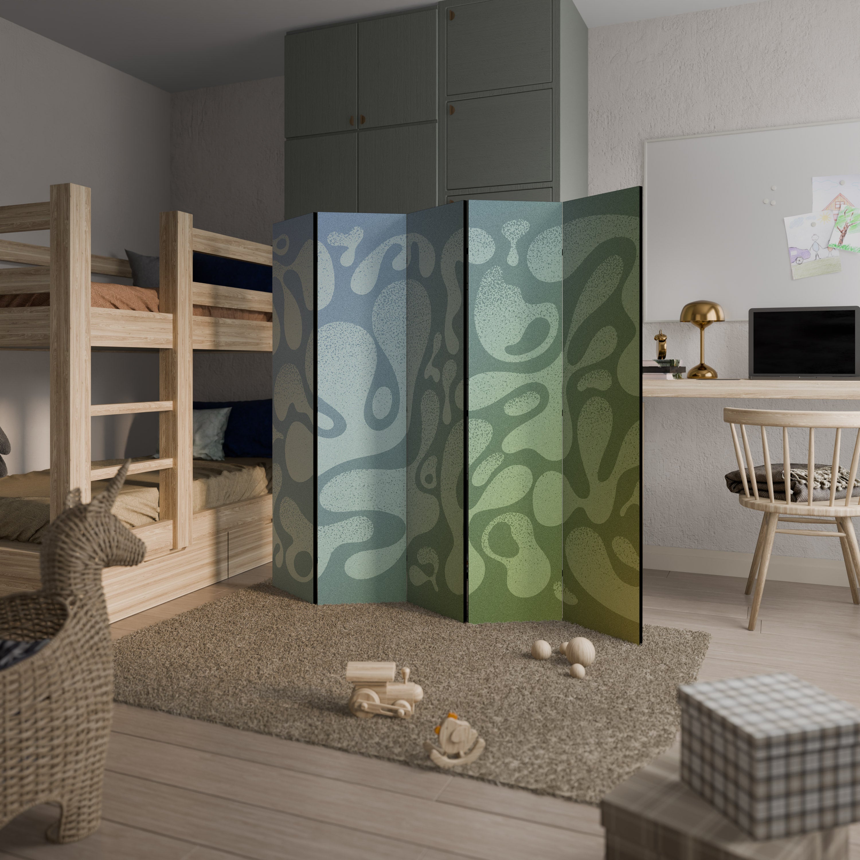 IRREGULAR BLUE Decorative 5-Panel Room Divider