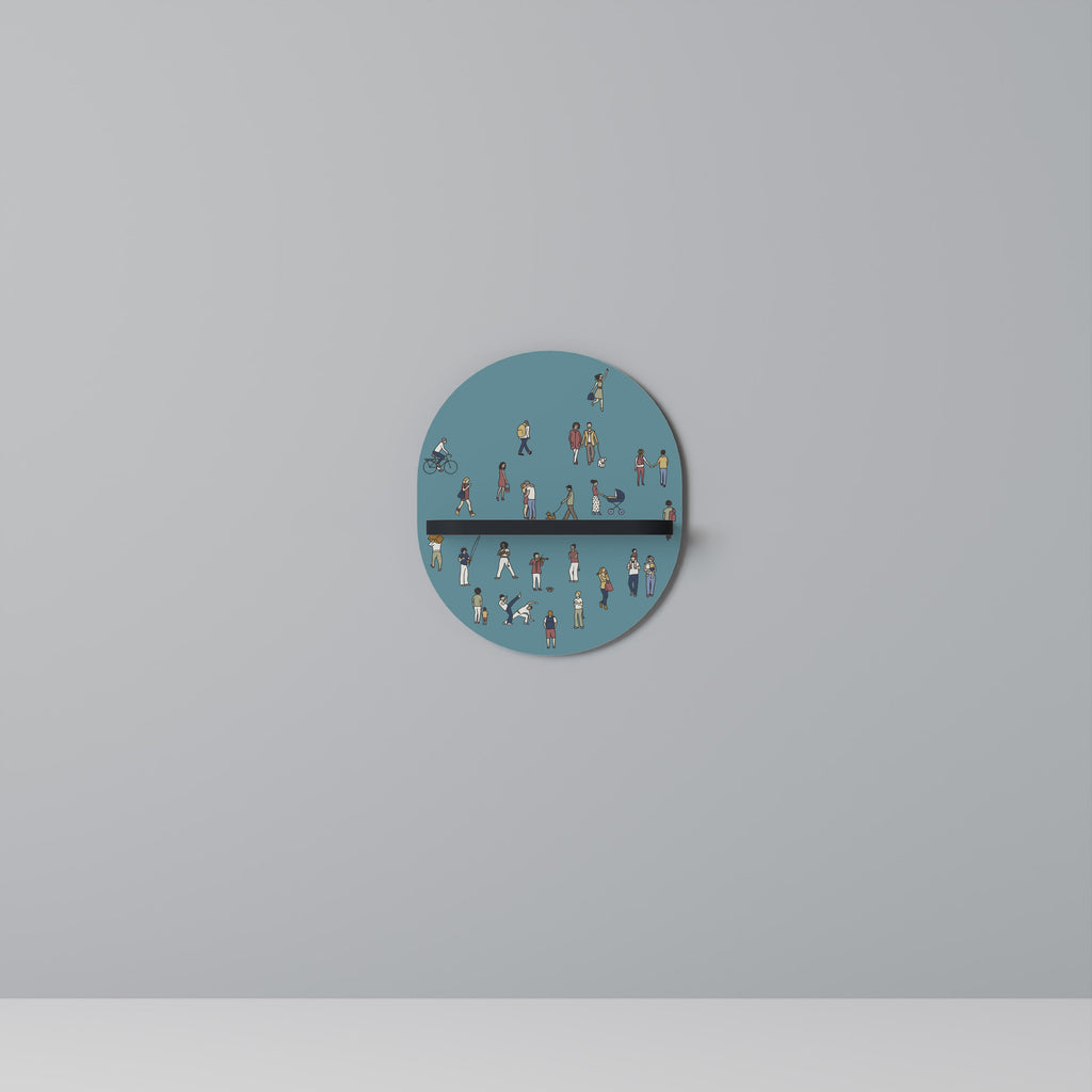 COLLECTIVE STREAM Oval Art Shelf In Black Finish