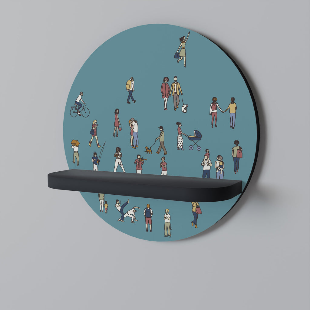 Étagère d'art ronde COLLECTIVE STREAM en finition noire