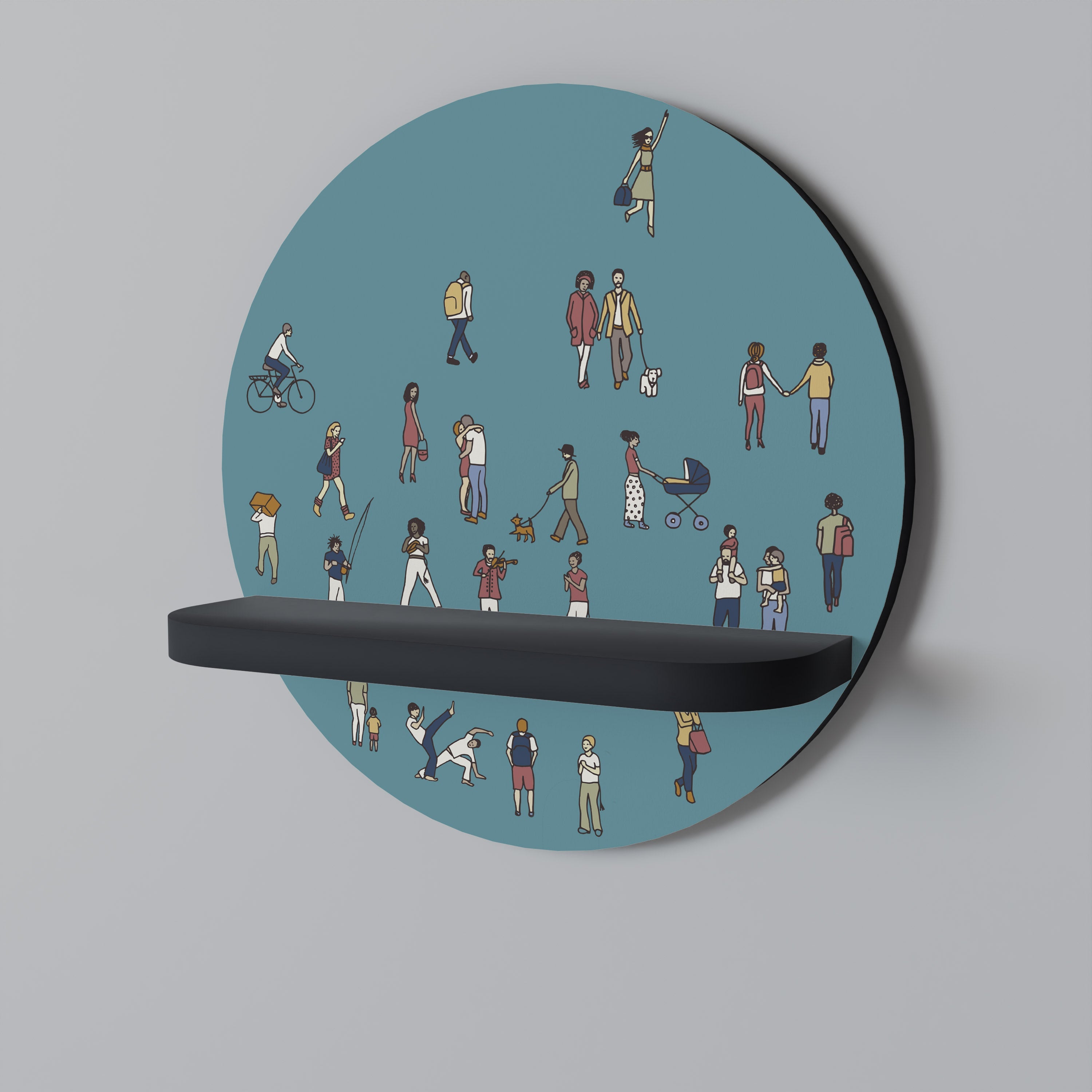 Étagère d'art ronde COLLECTIVE STREAM en finition noire