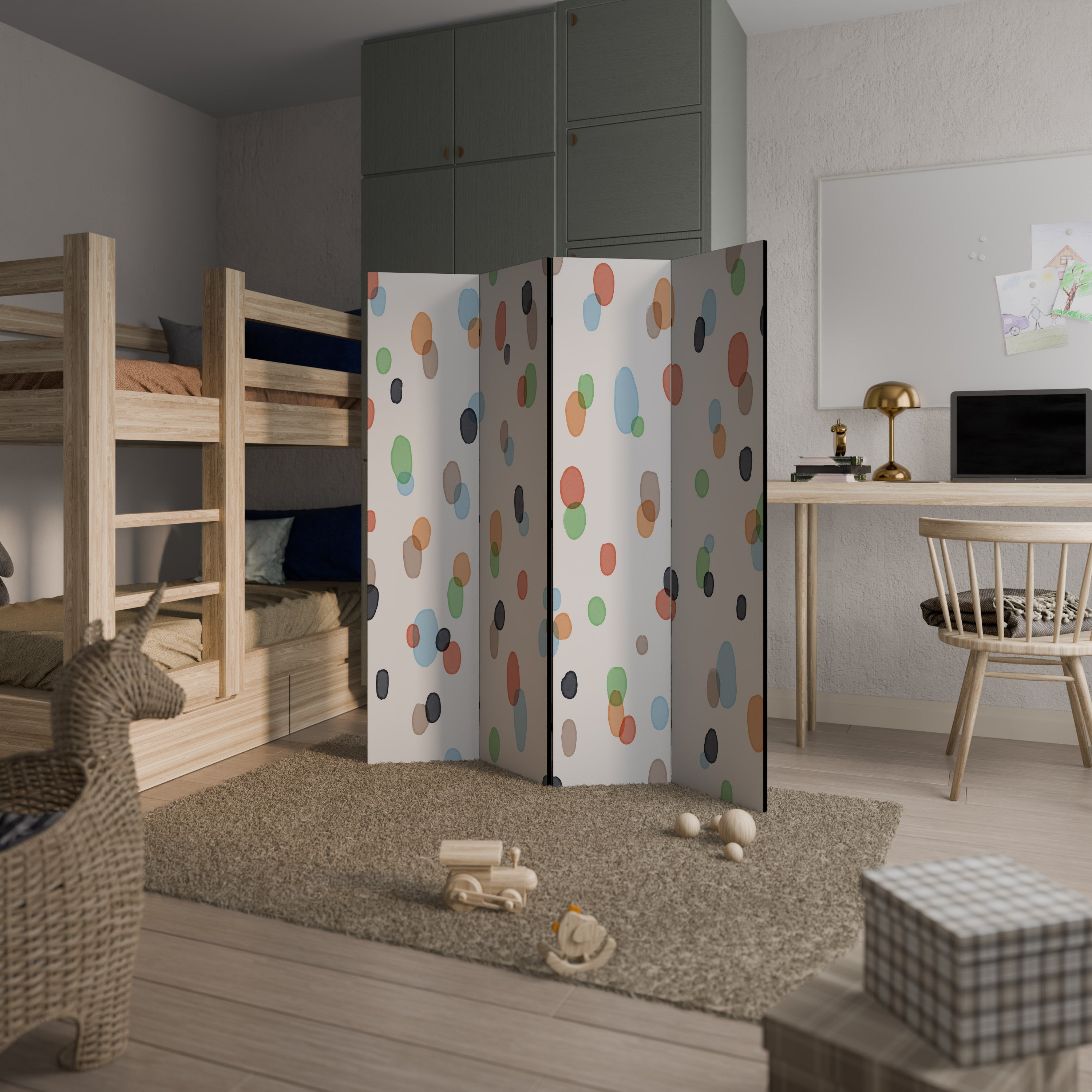 ENERGETIC SPOTS 4-Panel Room Divider