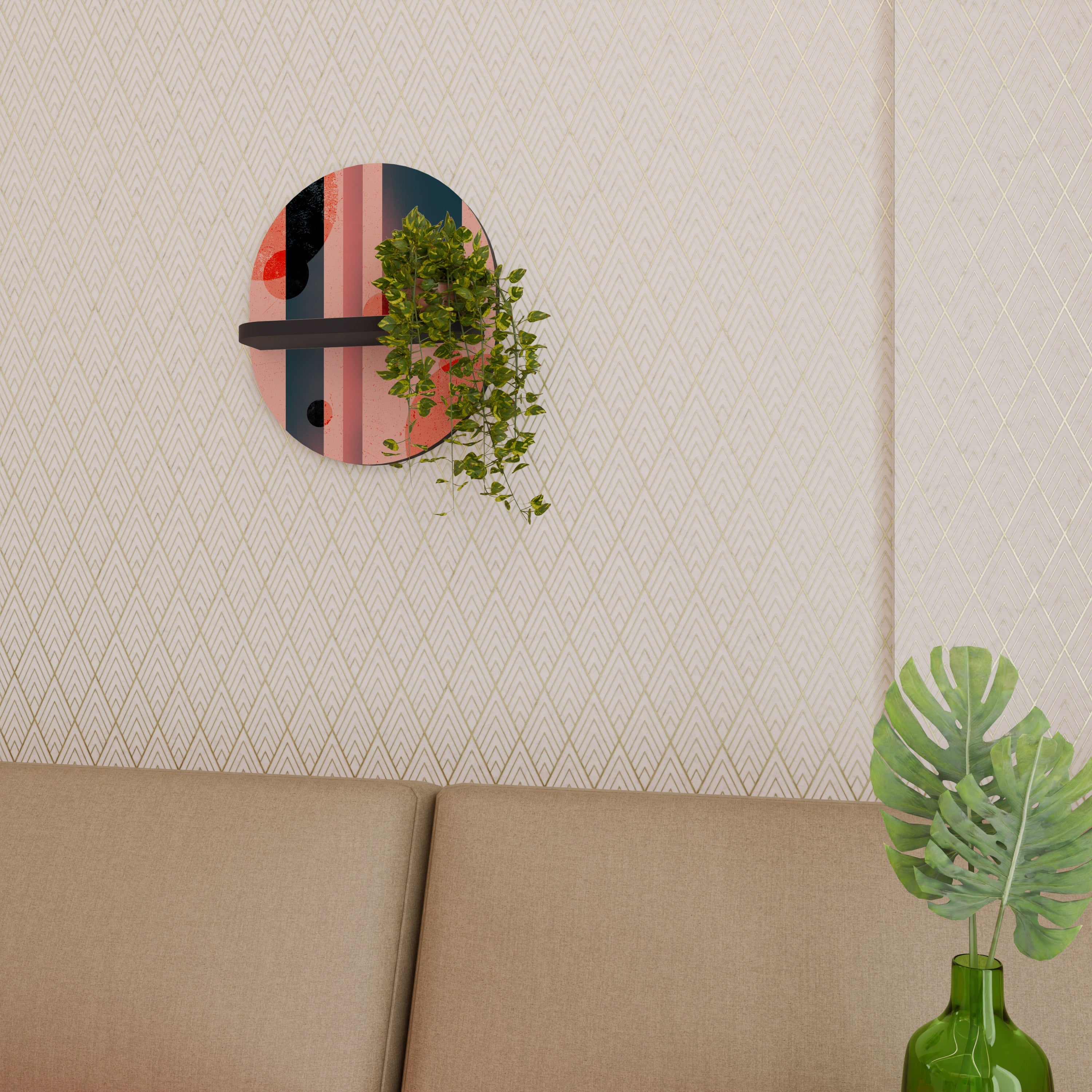 Étagère d'art ovale BLUSHED SPECTRUM en finition noire