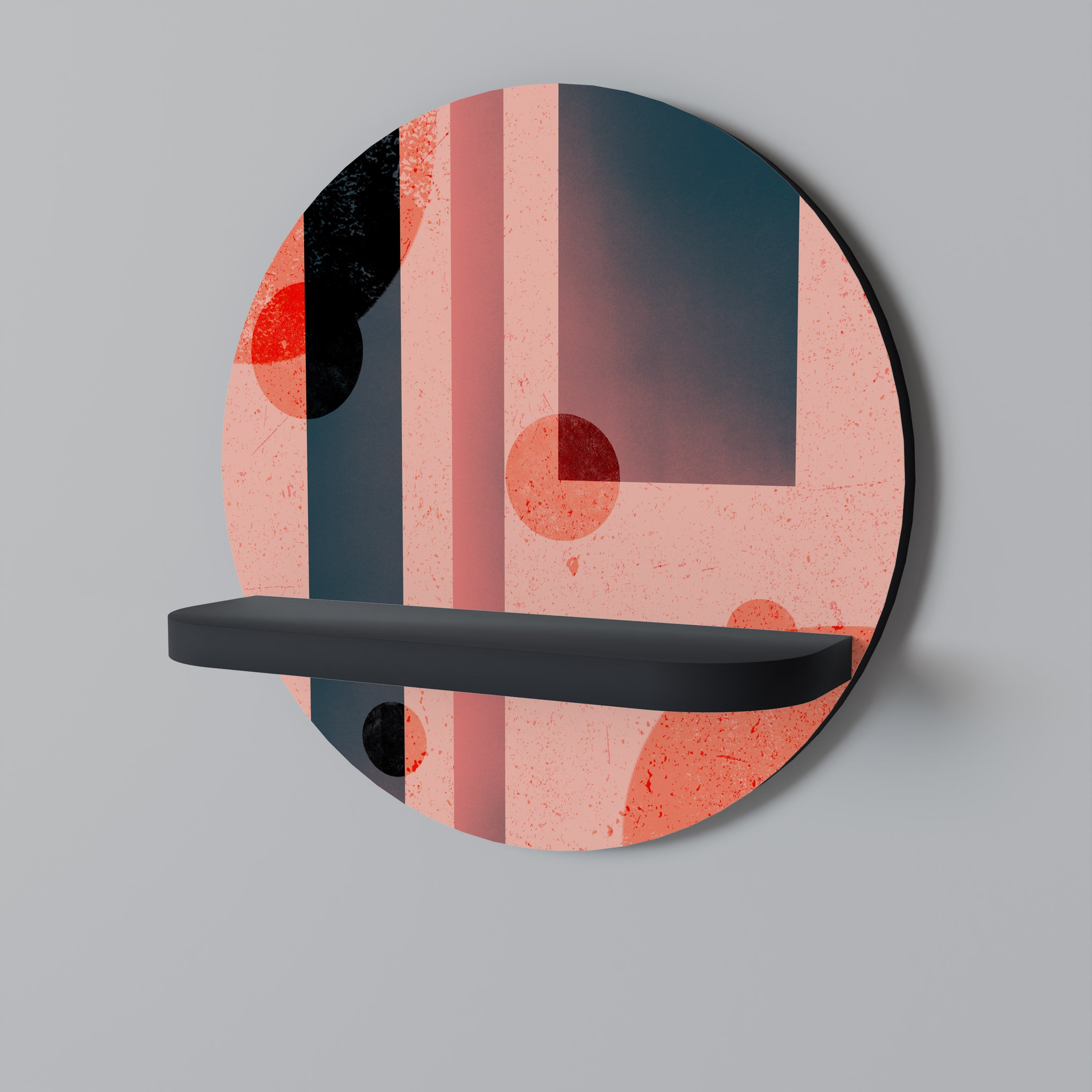 Étagère d'art ronde BLUSHED SPECTRUM en finition noire