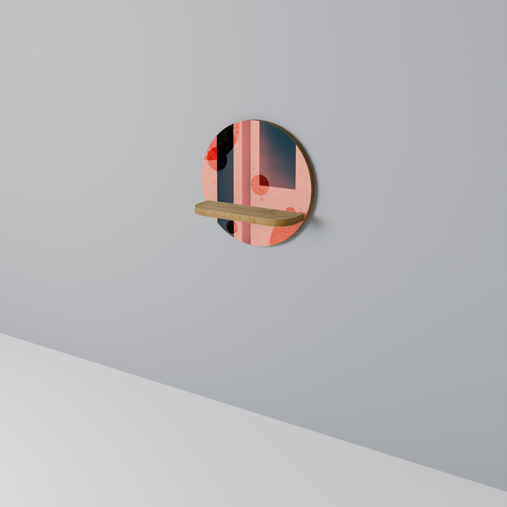 Étagère d'art ronde BLUSHED SPECTRUM effet chêne