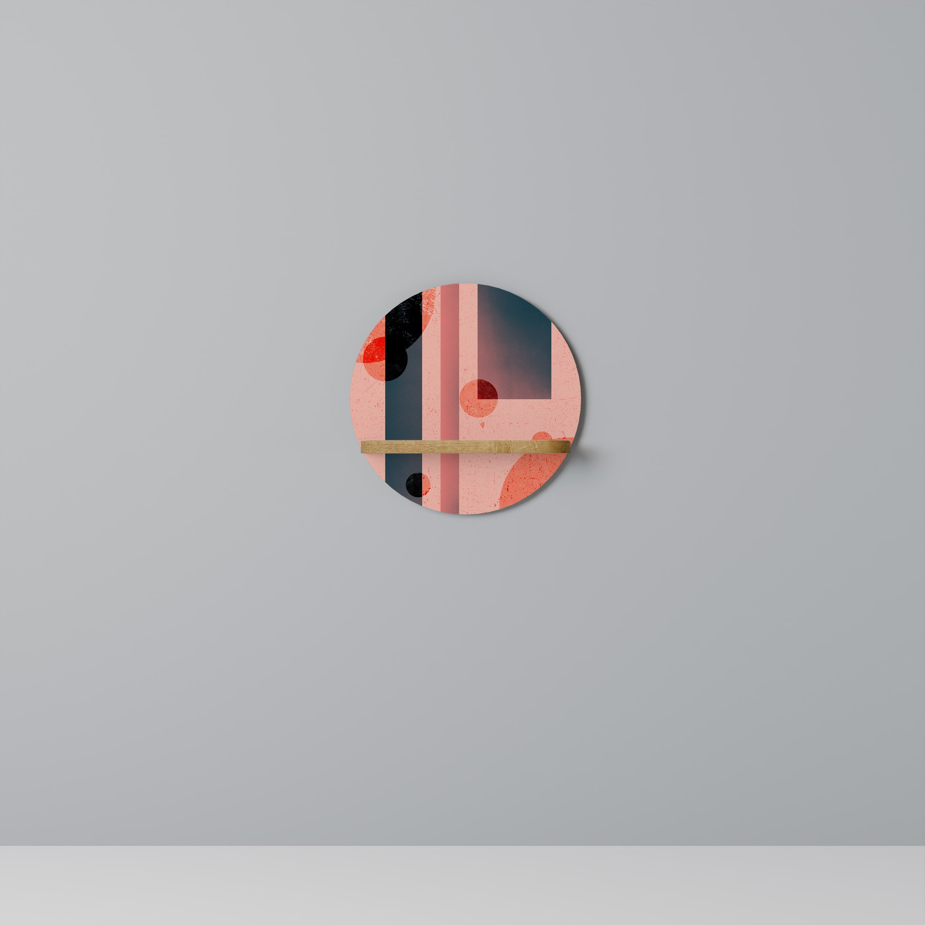 Étagère d'art ronde BLUSHED SPECTRUM effet chêne