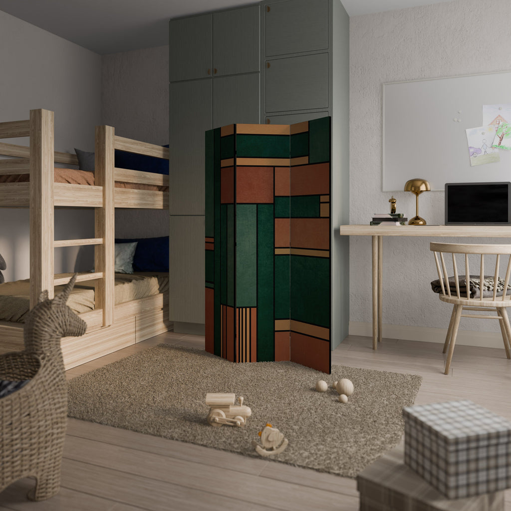 EARTHY FIGURES Decorative 3-Panel Room Divider