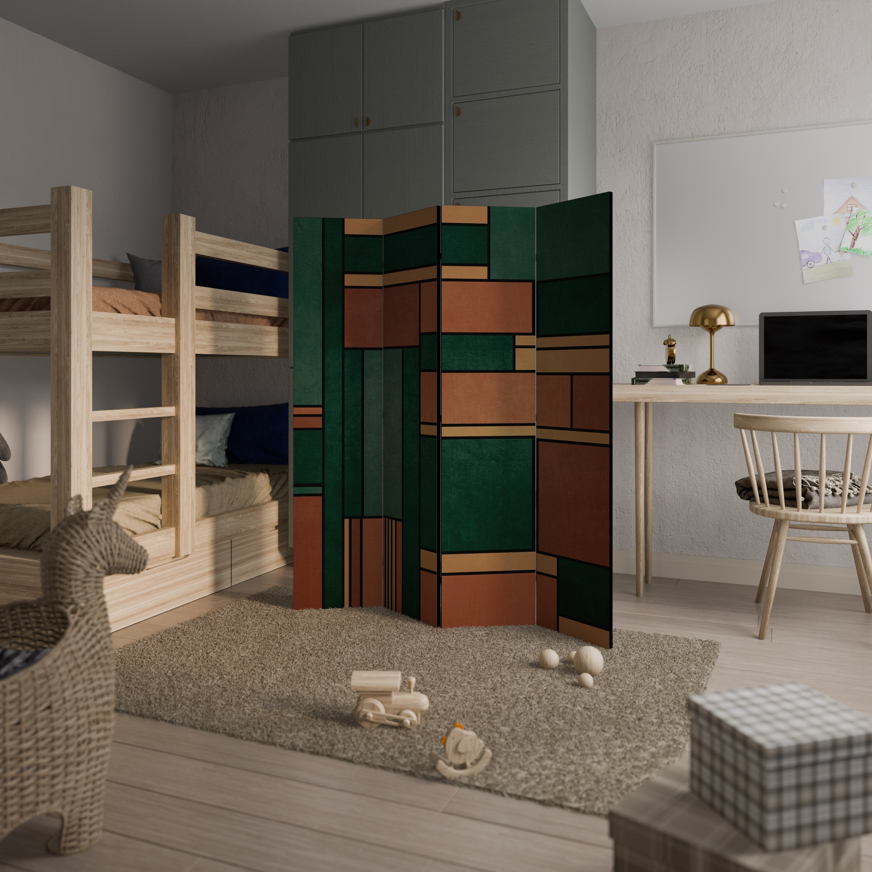 EARTHY FIGURES Decorative 4-Panel Room Divider