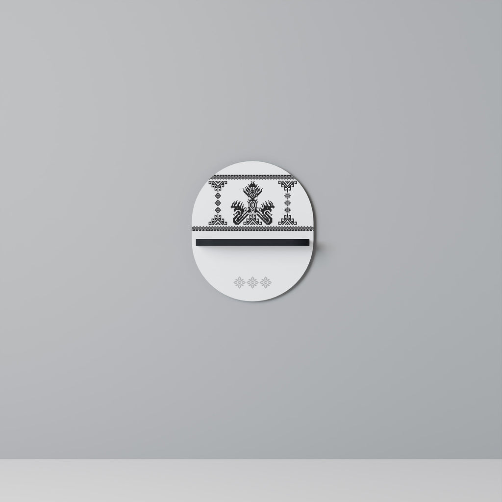 MYTHIC STITCH Oval Art Shelf In Black Finish