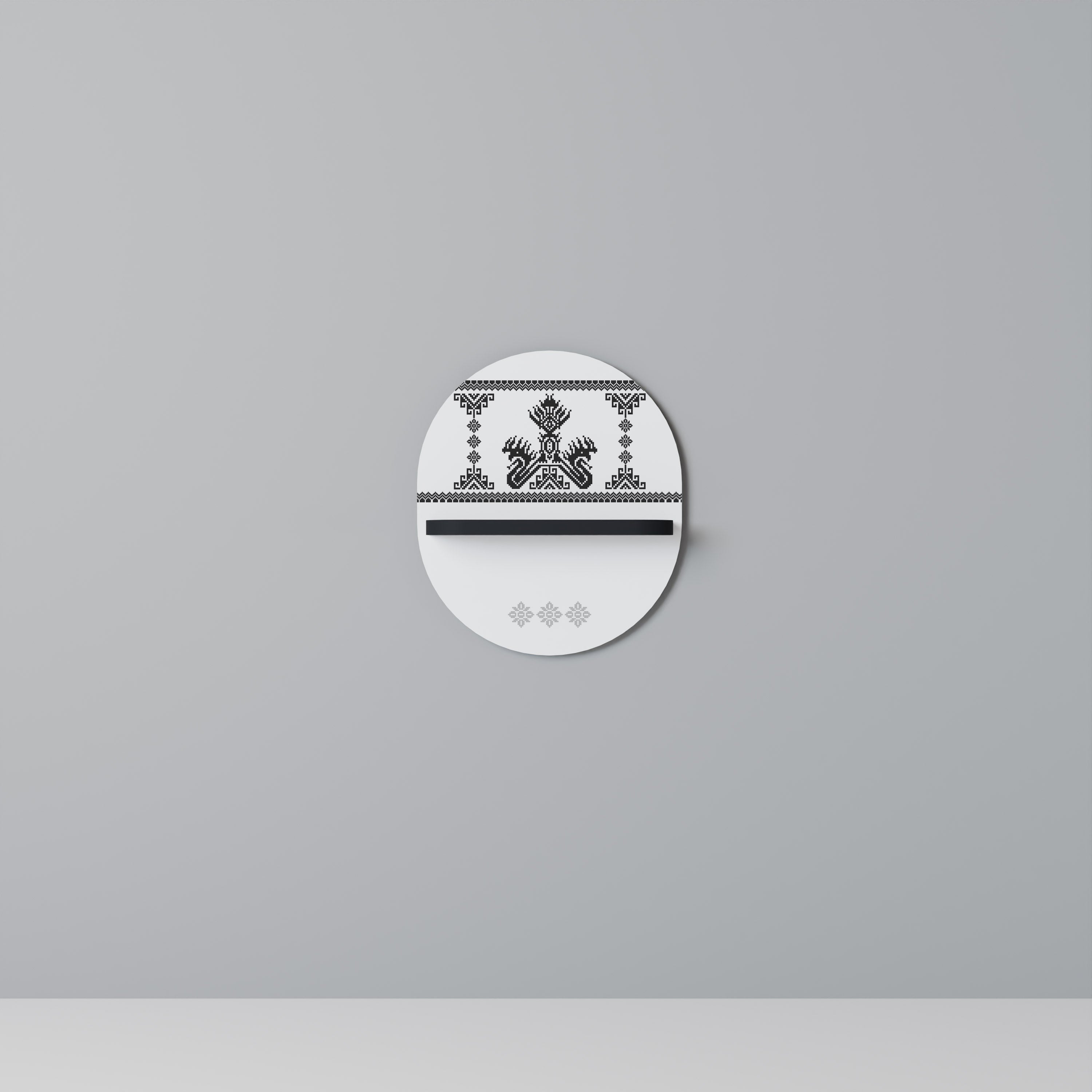 Étagère d'art ovale MYTHIC STITCH en finition noire