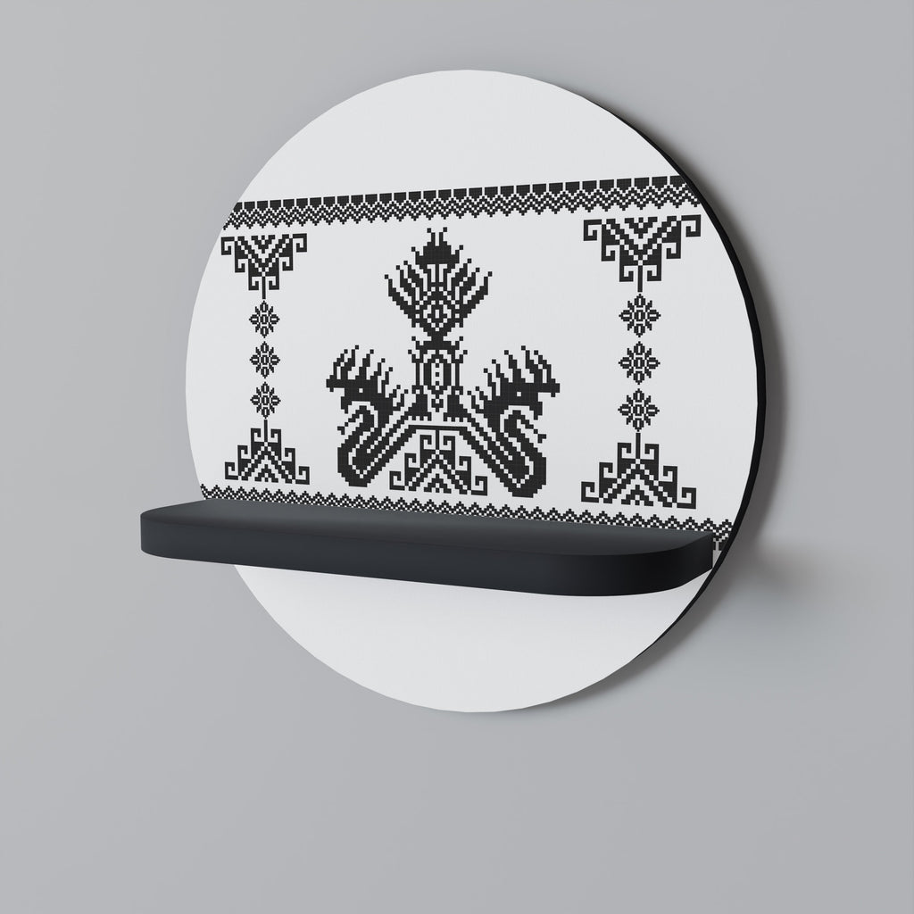 Étagère d'art ronde MYTHIC STITCH en finition noire