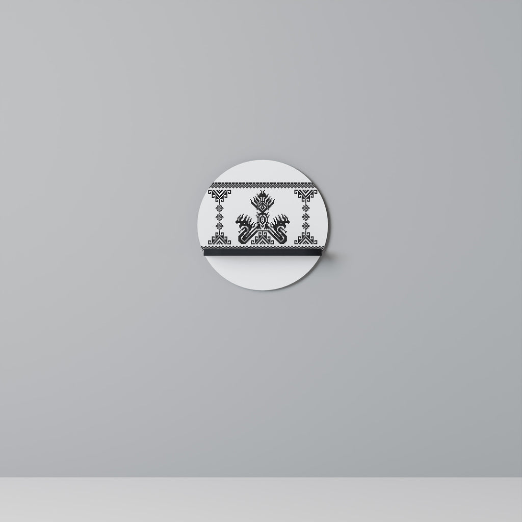 Étagère d'art ronde MYTHIC STITCH en finition noire