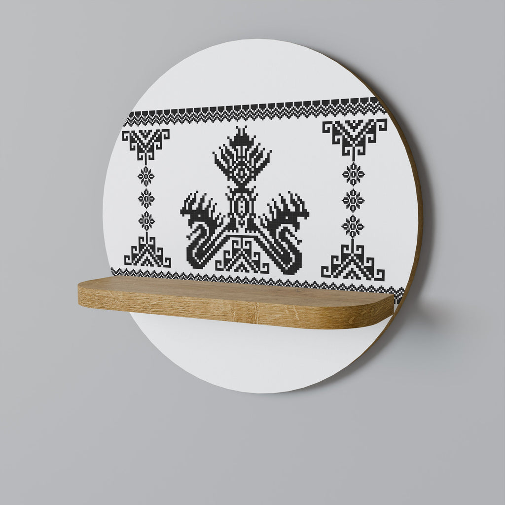 Étagère d'art ronde MYTHIC STITCH effet chêne